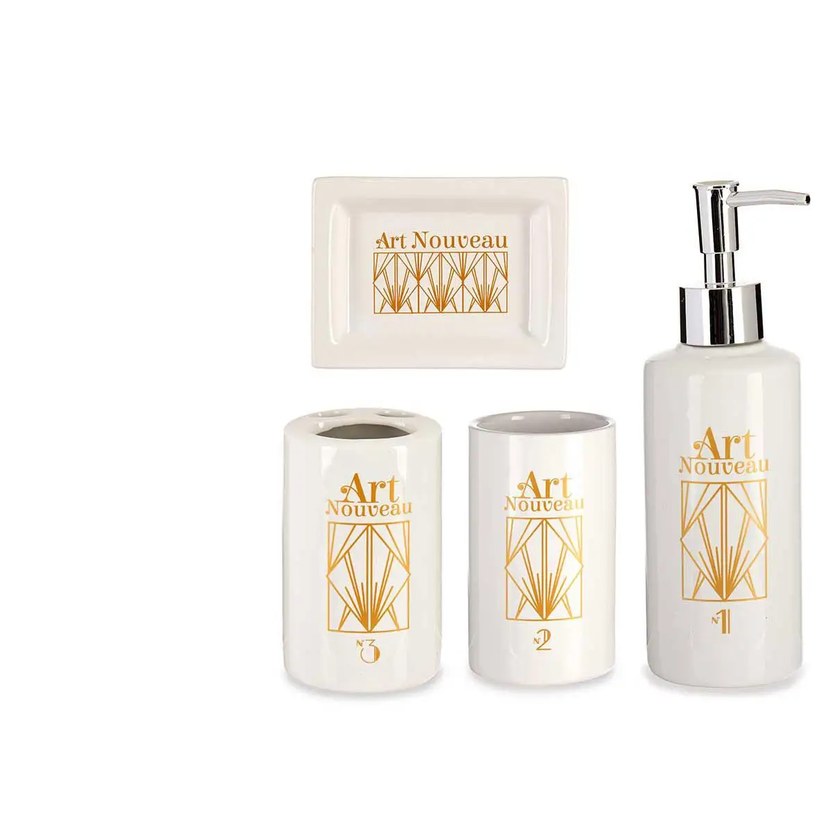 Factory Cuadros - Set Baño Cerámica Art 4 Pzs - Elegante Diseño