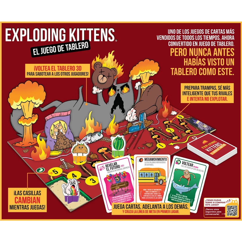 Exploding Kittens - Board Game for 2-6 Players, Family Fun, Ages 7+, 15-30 Minutes Playtime, Spanish Edition with 3D Board Feature for Strategic Gameplay. #4