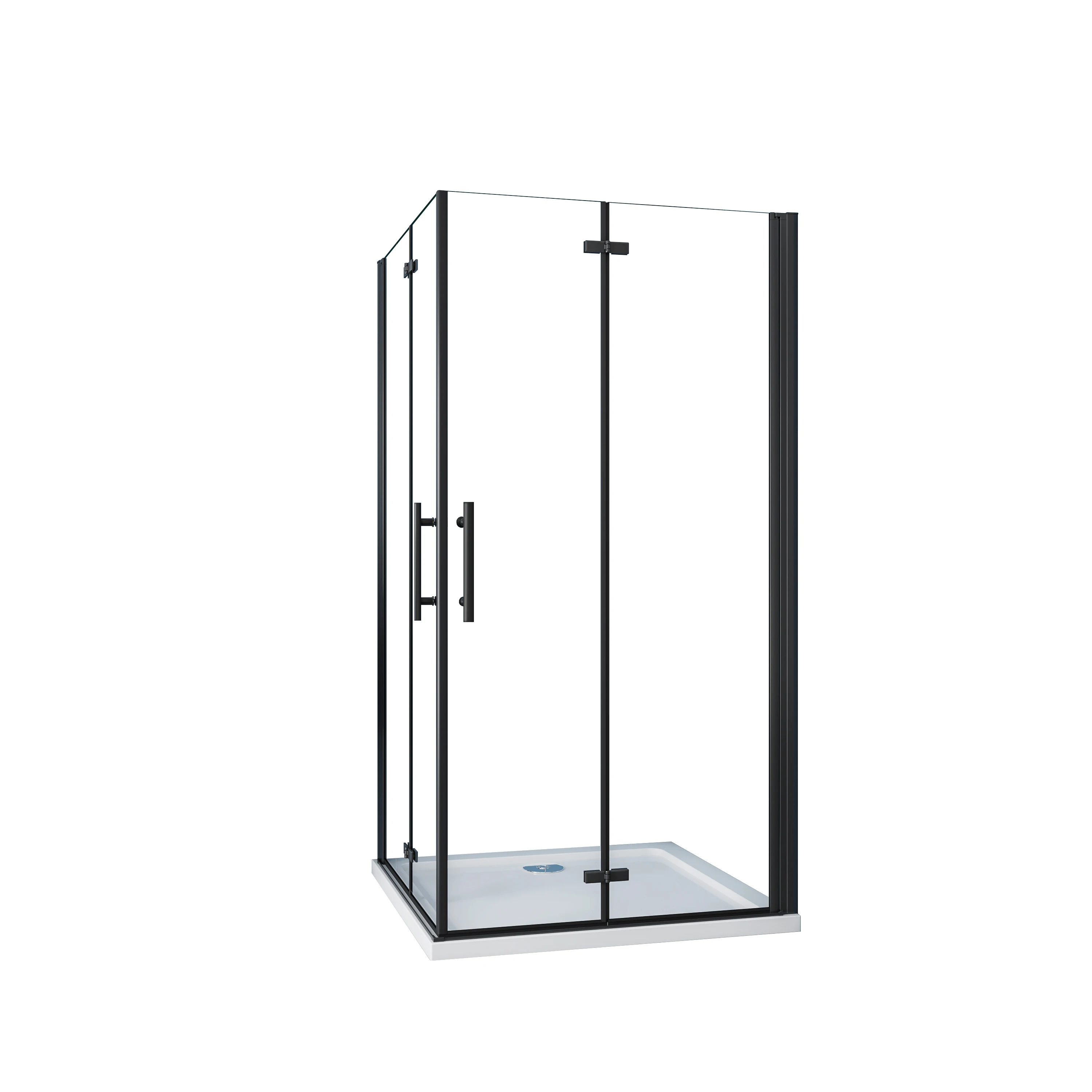 Mampara de Ducha Cuadrada Plegable,Vidrio Templado Easyclean 5 mm,Perfil Negro Mate,Tamaño:(680-700)x(680-700)x1900mm