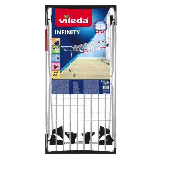 Vileda | Tendedero Extensible Infinity Flex  | Alas laterales y varillas gruesas extensibles | Montaje súper fácil y rápido | Hasta 30 metros de longitud de tendido.