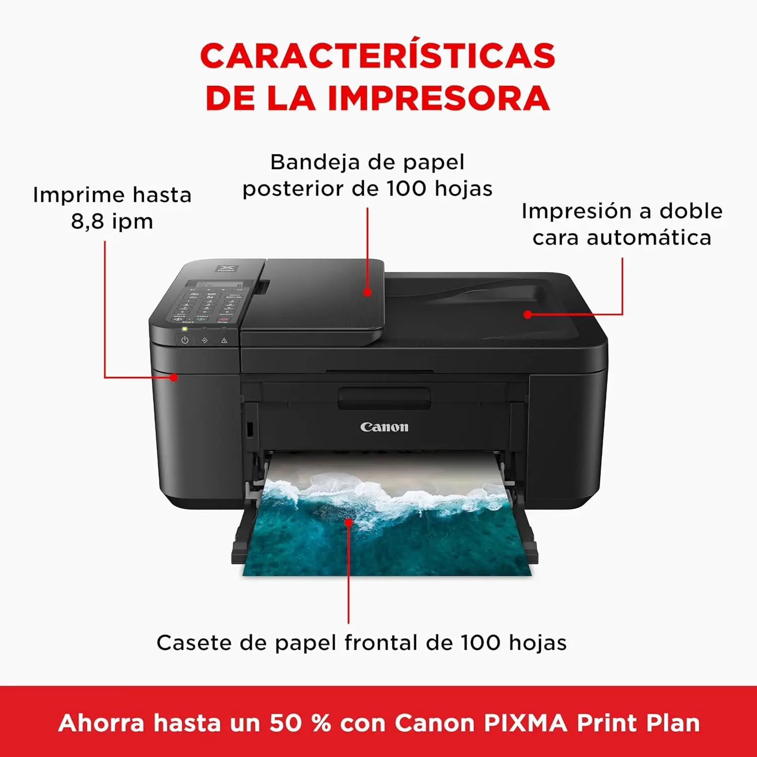 Canon Pixma TR4750i 4-in-1 multi-function printer, inkjet, printing, scanning and copy system, WiFi, Pixma Print Plant, ADF 20 sheets, automatic double-sided printing, Black