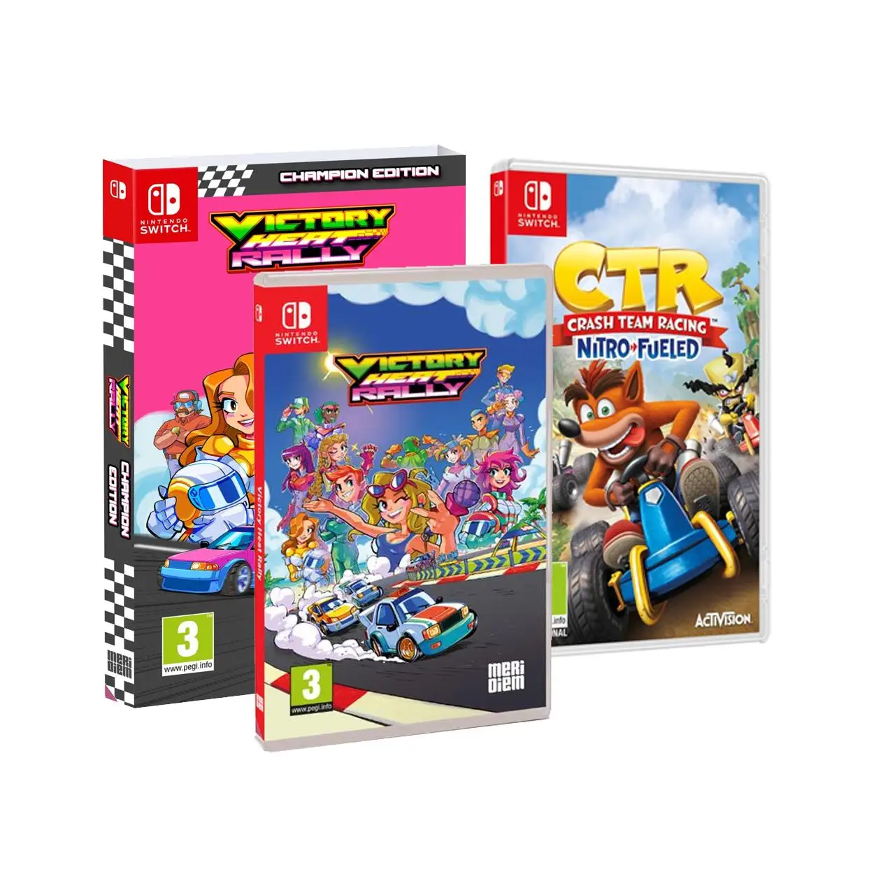 2X1 Victory Heat Rally - Champion Edition + Crash Team Racing Nitro Fueled - Juego SWITCH - Version ESPAÑA