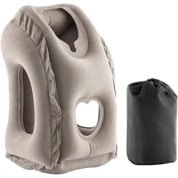 INNOVAGOODS Inflatable Travel Pillow-Snoozy Front Gray