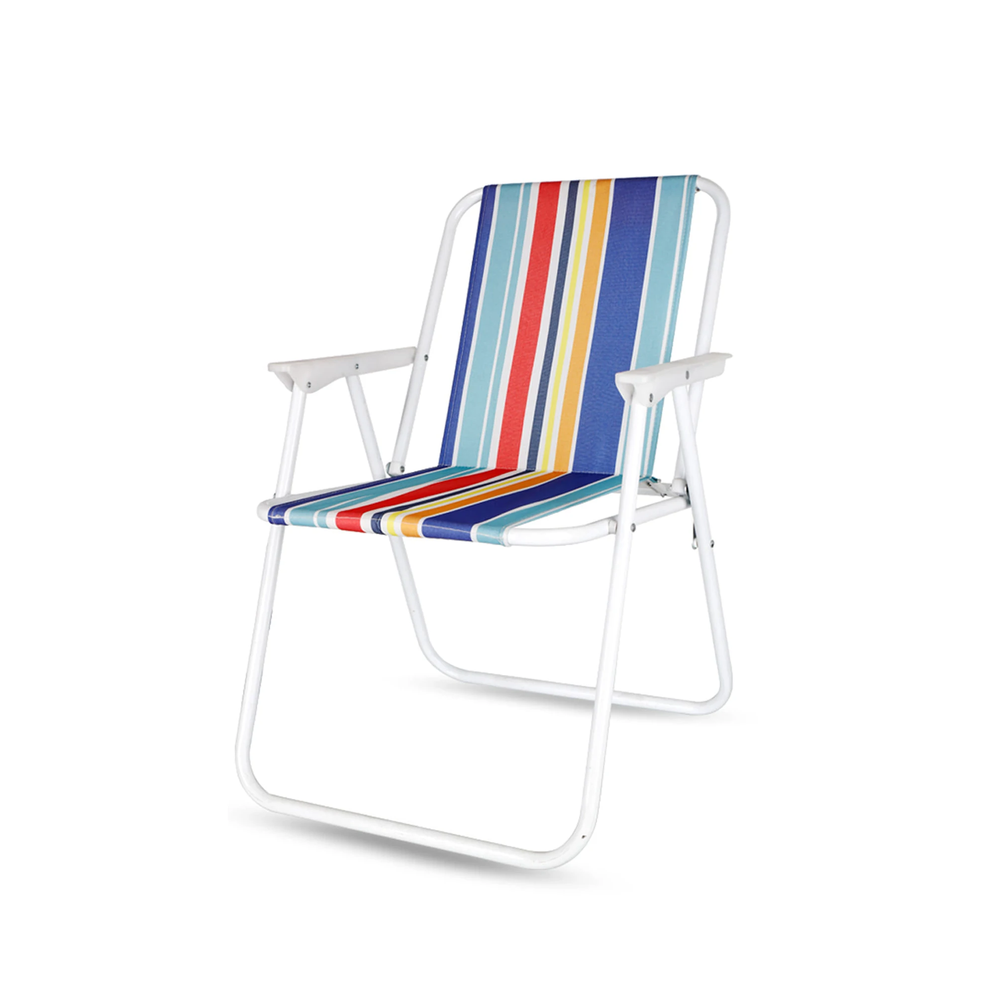 UD - Silla Plegable de Playa o Jardín – Rayas Multicolor, Estructura de Acero, Soporta Hasta 120 kg