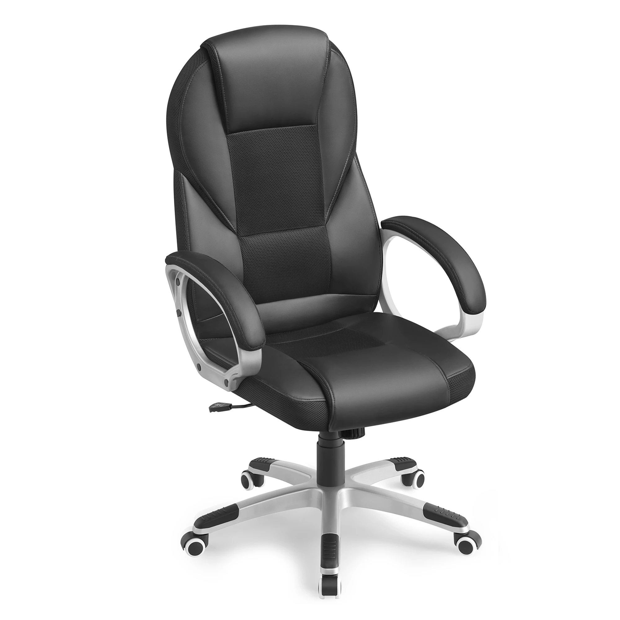SONGMICS Silla de Oficina Ergonómica, Silla Giratoria con Ruedas, Silla de Escritorio, Altura Ajustable, Silla de Estudio, Negro Tinta