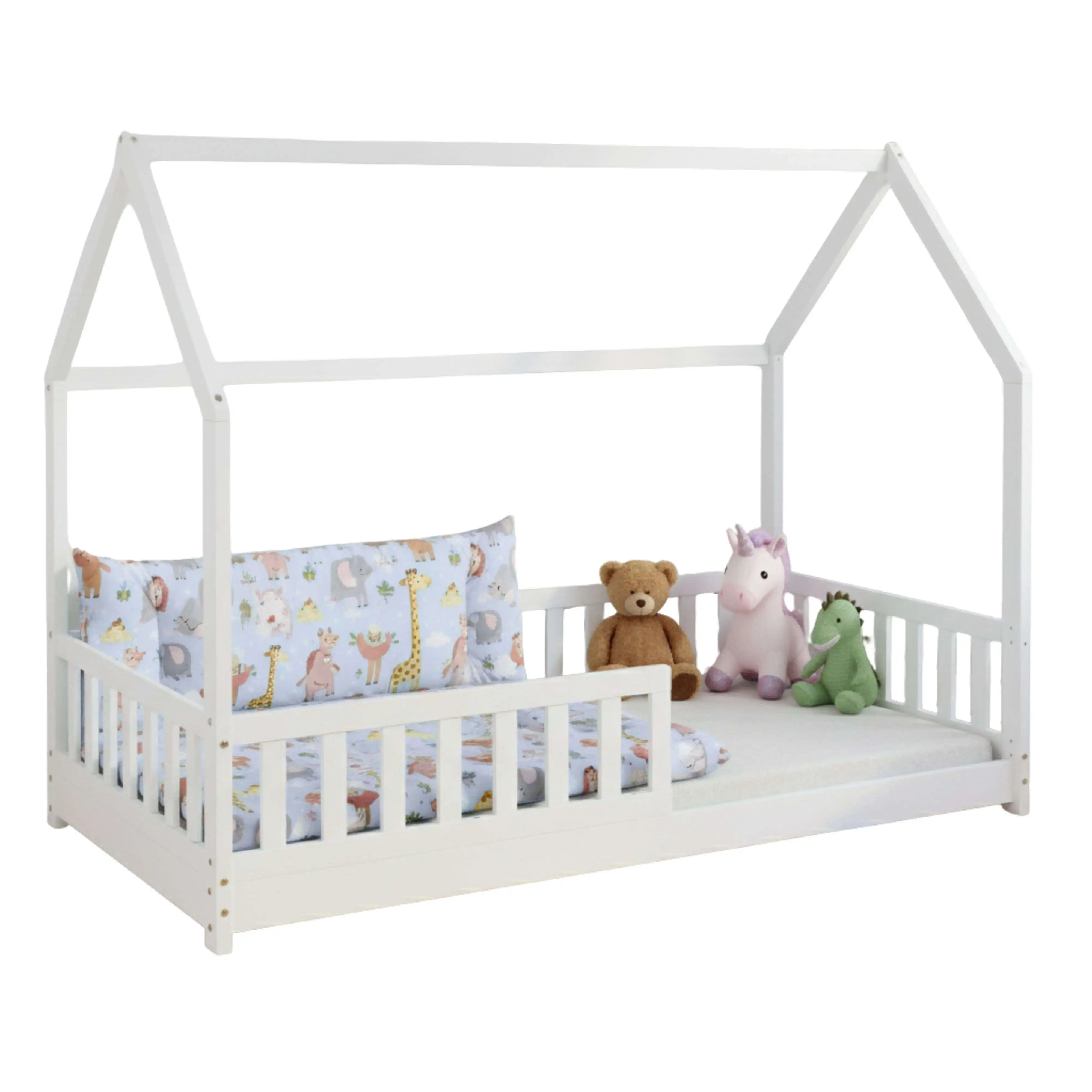 Miroytengo Cama Infantil Cabaña Bosco Blanca en Forma de Casa 90x190 cm Fabricada en Melamina
