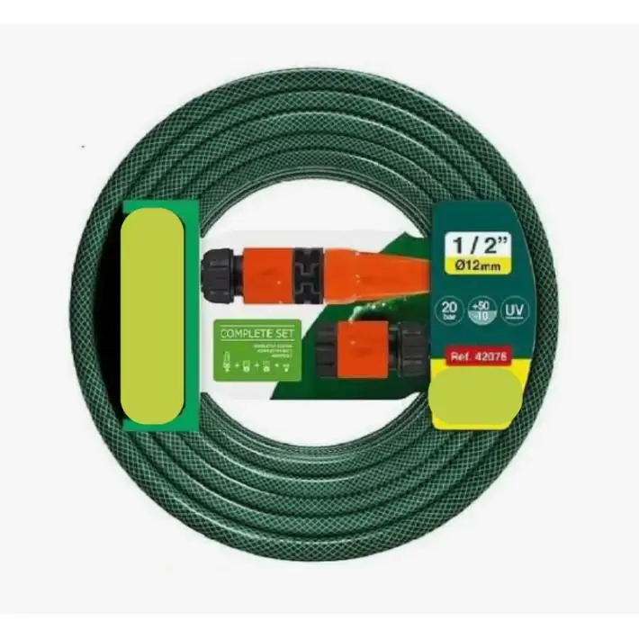 Manguera de Agua de Jardín 1/2" Pulgadas(12mm) 10m/15m/20m - Set Manguera con Conexión y Boquillas para Riego Reforzada 3 Capas -Presión de rotura de 20 bar
