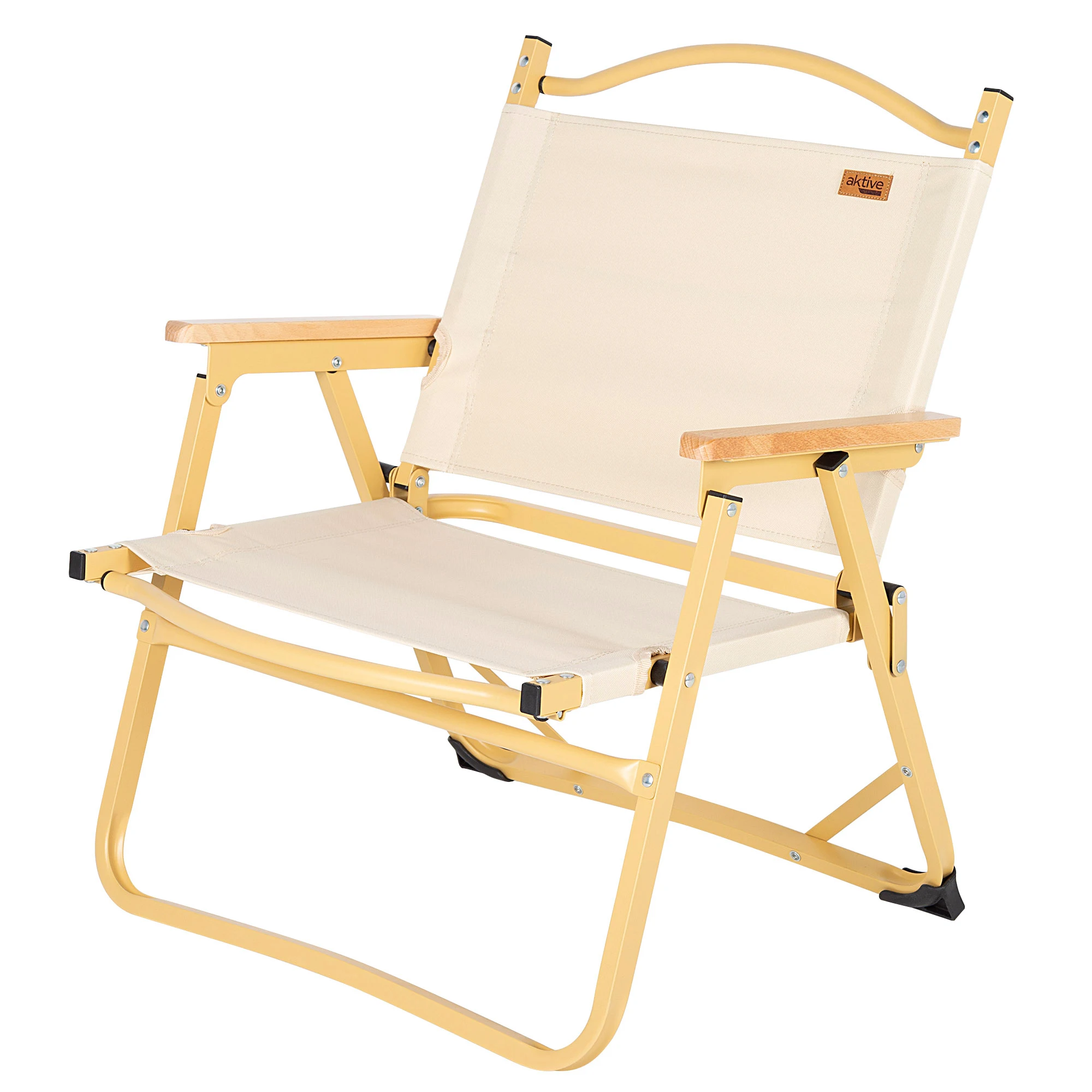 Silla plegable baja glamping c/bolsillo Aktive, Silla plegable de camping estilo Glamping, medidas 55x52x62cm, peso máx. 110 kg. material poliéster y  aluminio