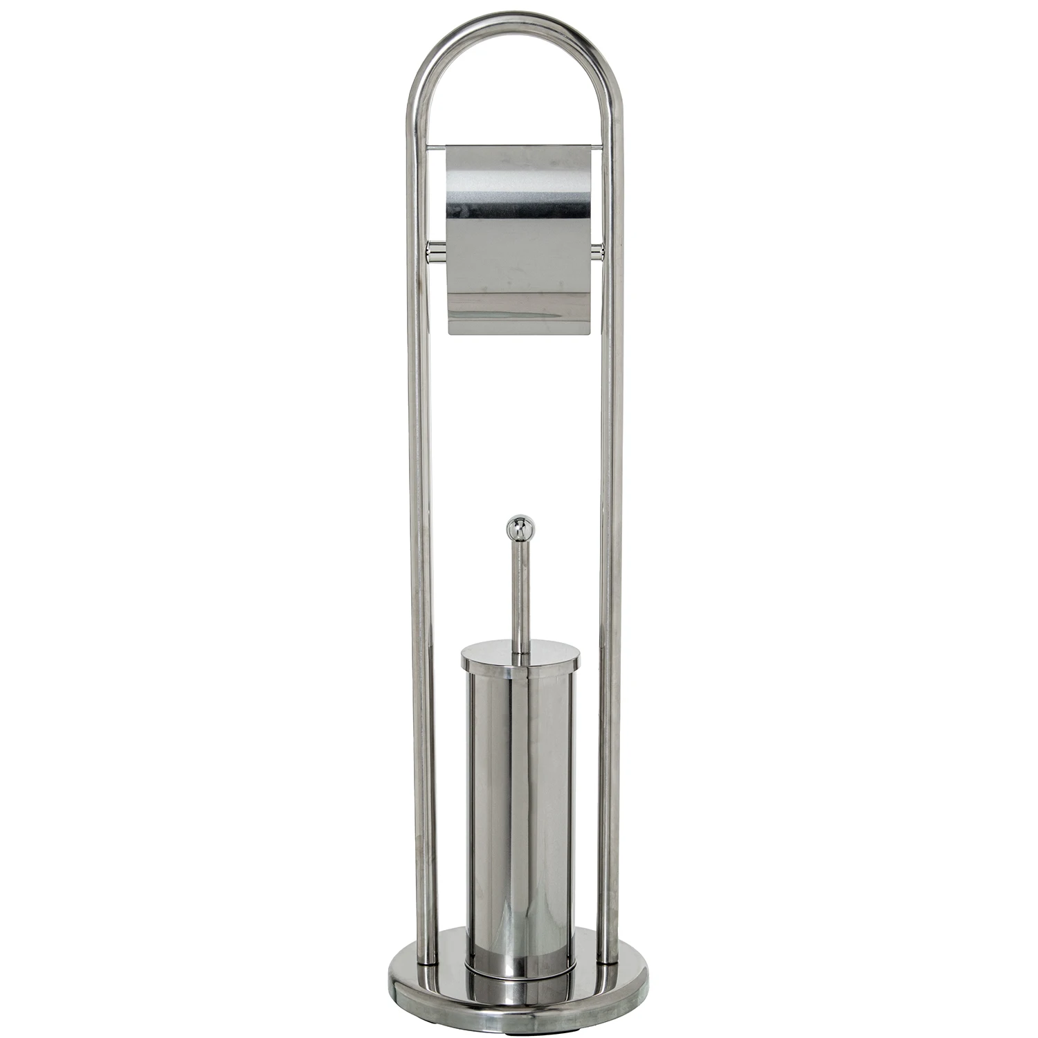 Soporte rollo con escobillero metal acero 22x80cm