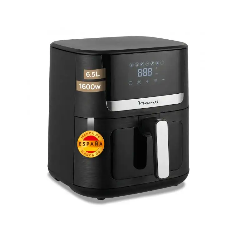 NARVI Freidora sin Aceite 6,5L 1600W con Ventana Visible, Cocción 360°, Panel Digital Táctil y 7 Programas Automáticos