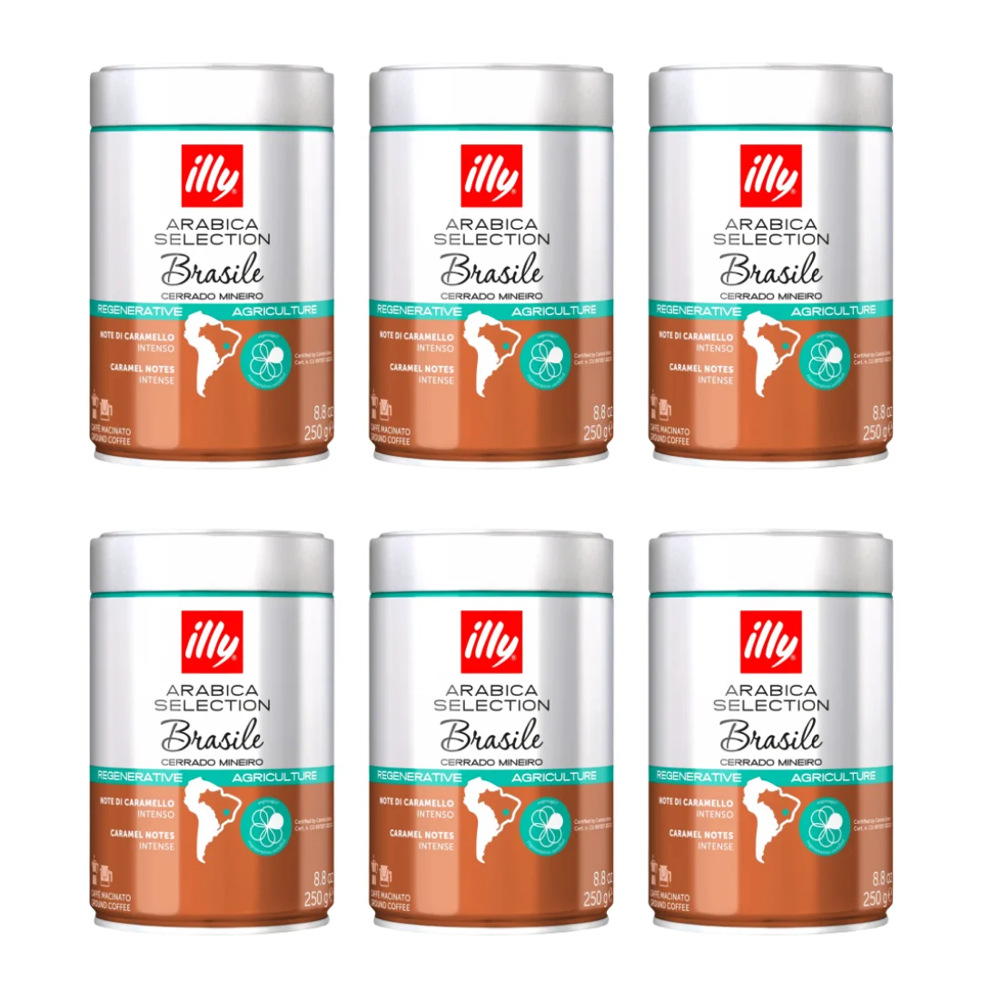 Pack 6 x illy ground coffee brazil 250 gr 100% arabica