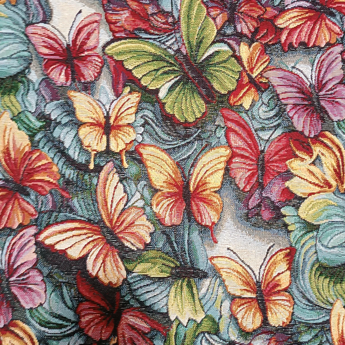 Lafabricadelastelas- Gobelino tela de tapicería Jacquard dibujo mariposas alta definición , tela por metros, metraje desde 0,5 metros .Ancho 2,8 m.  Resistente, opaco, alta calidad, cortinas, cojines,