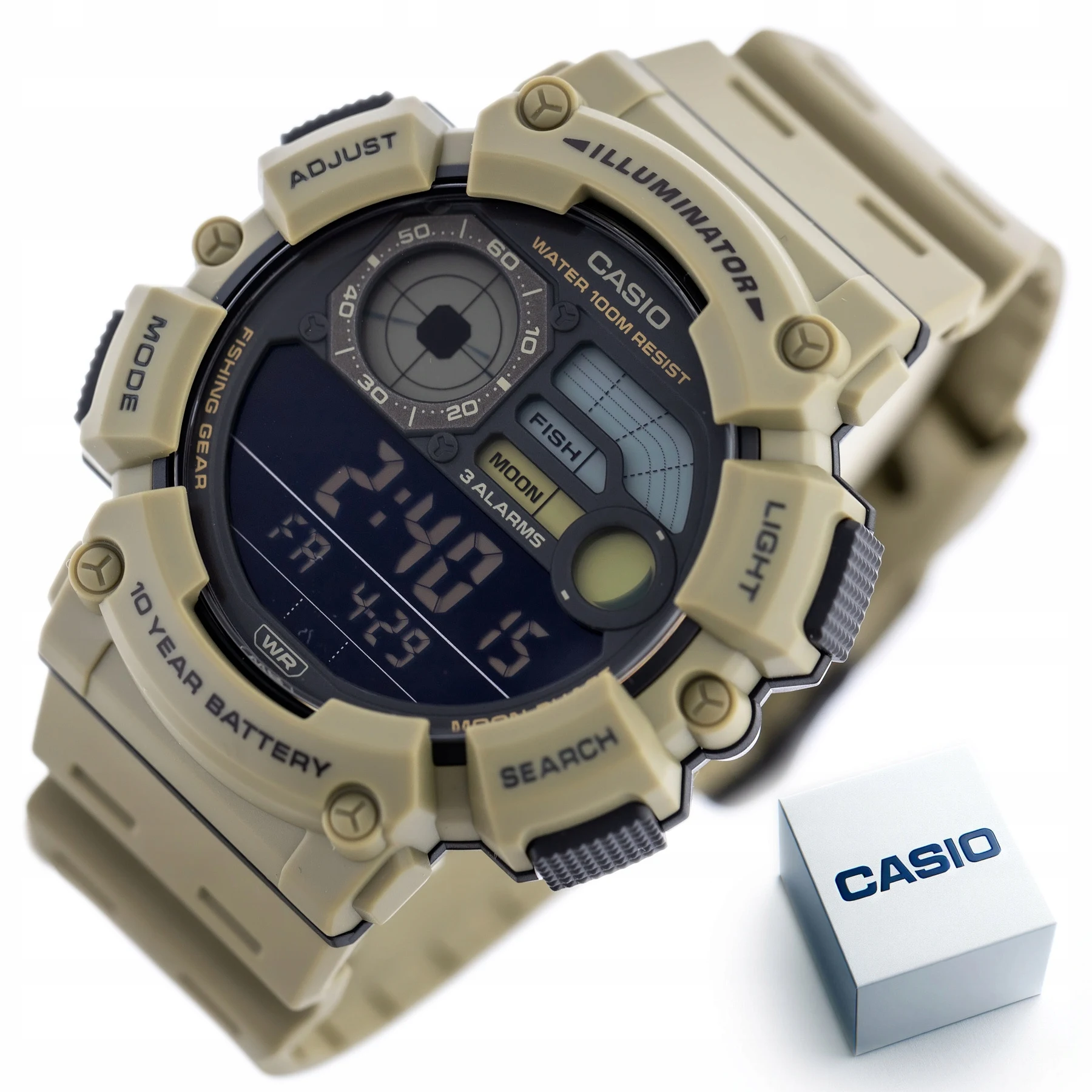 Reloj hombre deportivo Casio WS-1500H-5b Fases Lunares 10 años batería Modo Pesca