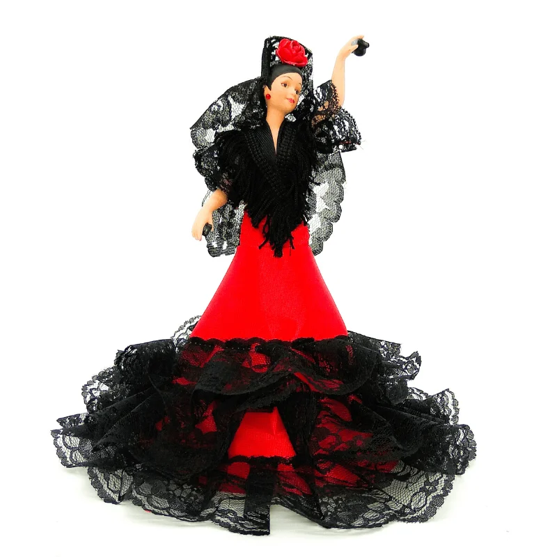 Flamenco andalusian porcelain doll 28 cm. Typical regional dress andalusia, manufactured in spain by folk artesanía dolls. #6