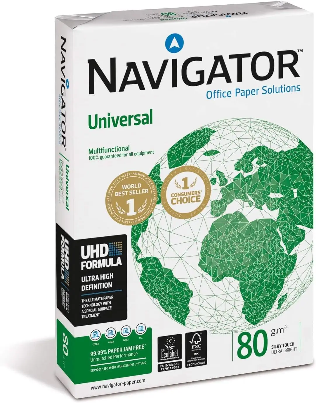 Box 5 packs folios A4 500 sheets Navigator Universal folio-multipurpose paper for both home and office printer and photocopier-80 gram white paper #2