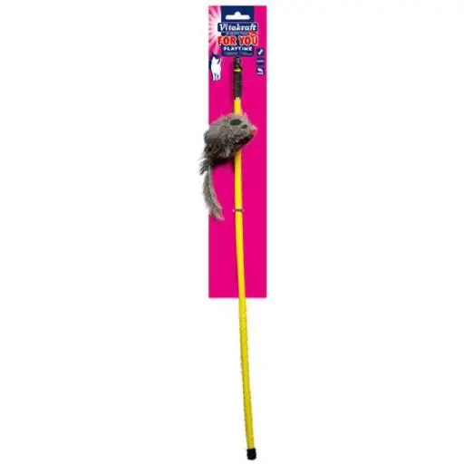 Vitakraft Caña de Pescar con Ratón para Gatos (Gatos , Juguetes , Varitas) - 50 cm