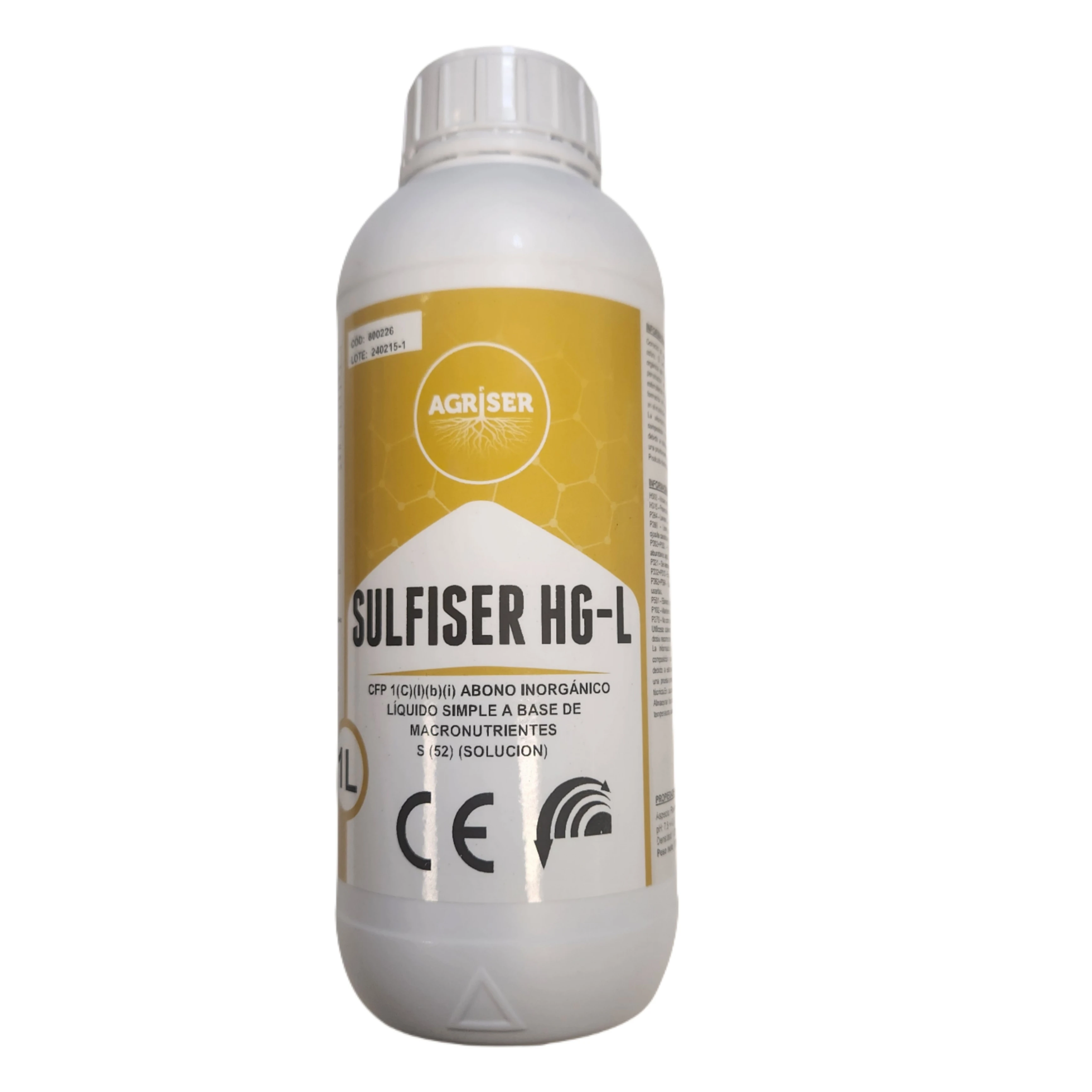 Cobre Complejado con Azufre AGRISER SULFISER HG-L FERTILIZANTE 1 LITRO - Solución de Cobre y Azufre