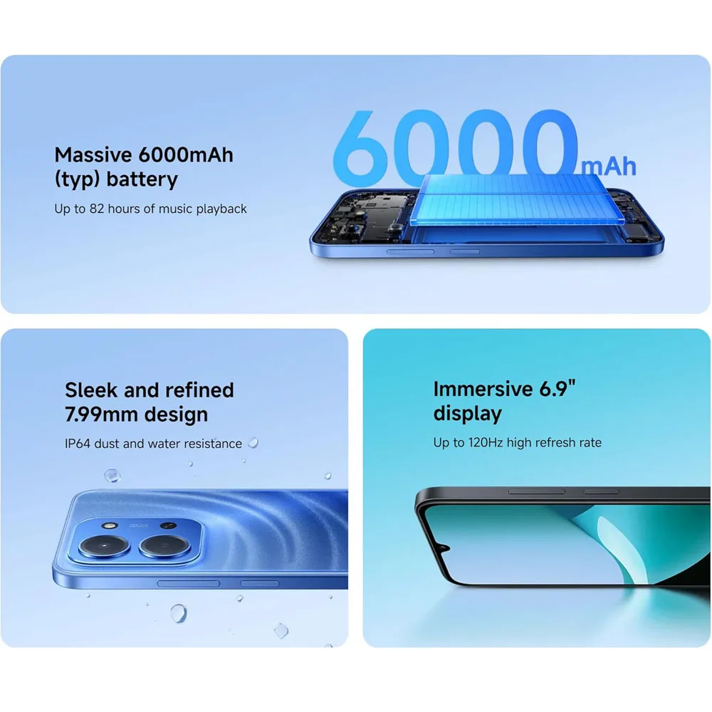 Xiaomi Redmi 15C Smartphone 4GB+128GB| 4+256GB Pantalla de 6.9″ batería de 6000mAh Carga rápida de 33W procesador Octa-Core 3