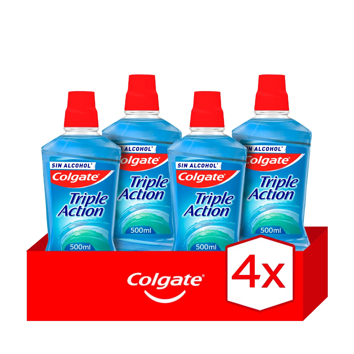 ENJUAGUE COLGATE TRIPLE ACCIÓN 500 ML. Pack de 4