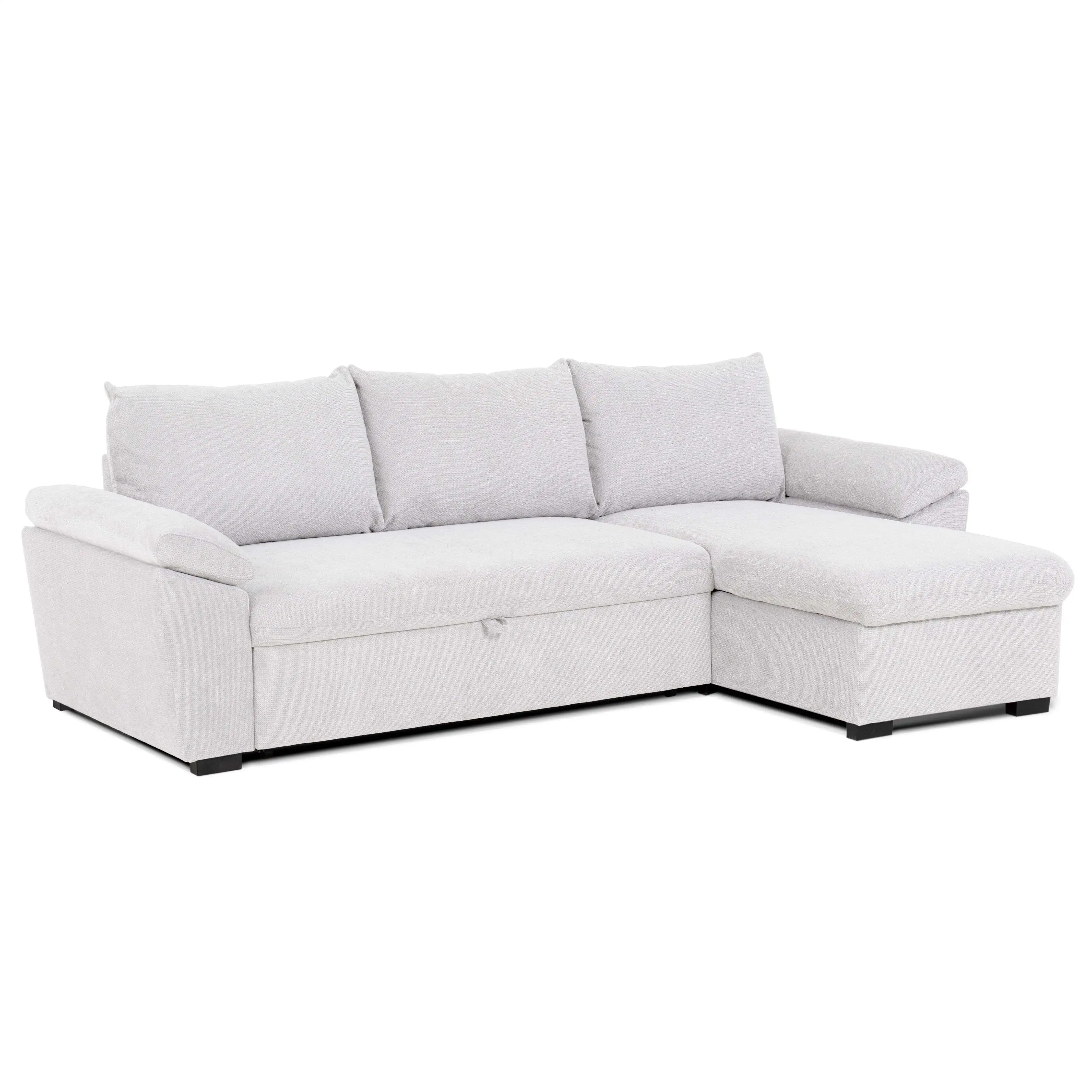 Miroytengo Sofá Cama para Salón Comedor Chaise Longue Luis en Color Beige o Gris Oscuro con Arcón 248 cm