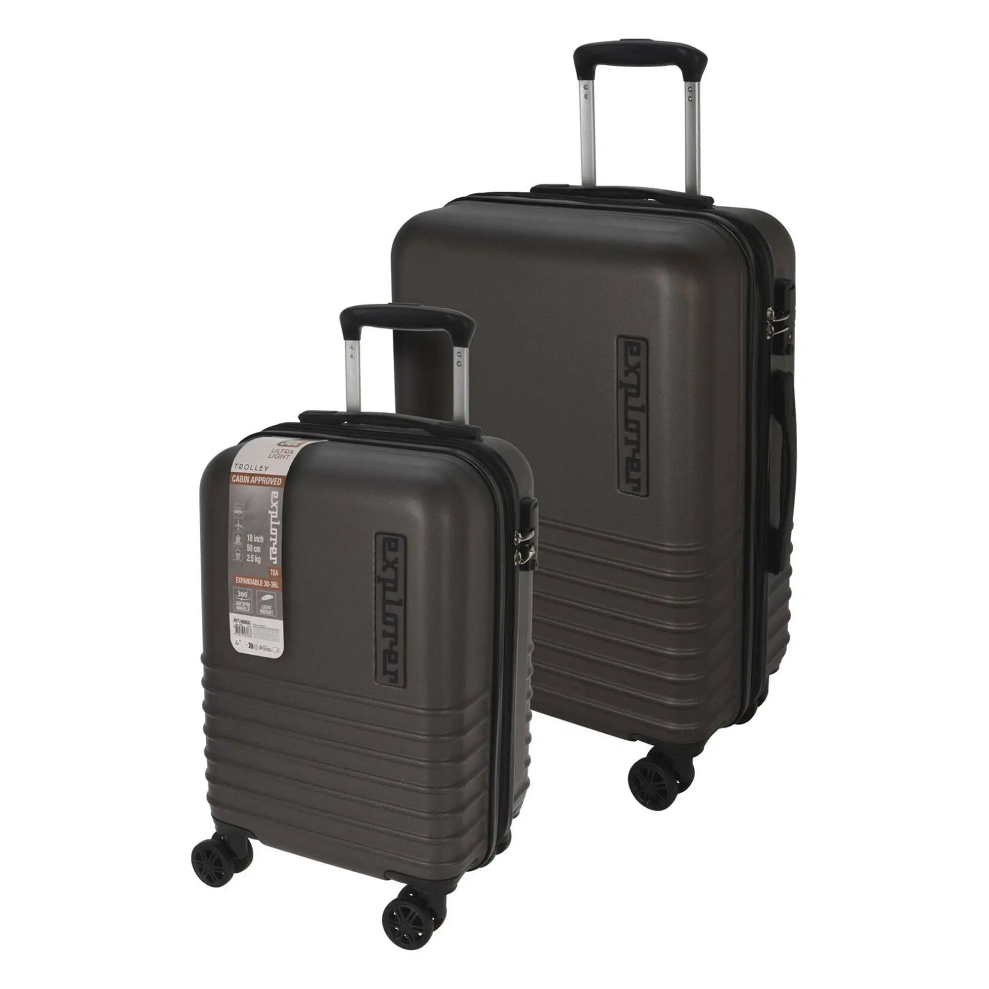 Well Home Juego de 2 maletas abs trolley de 18'' y 22'' color gris