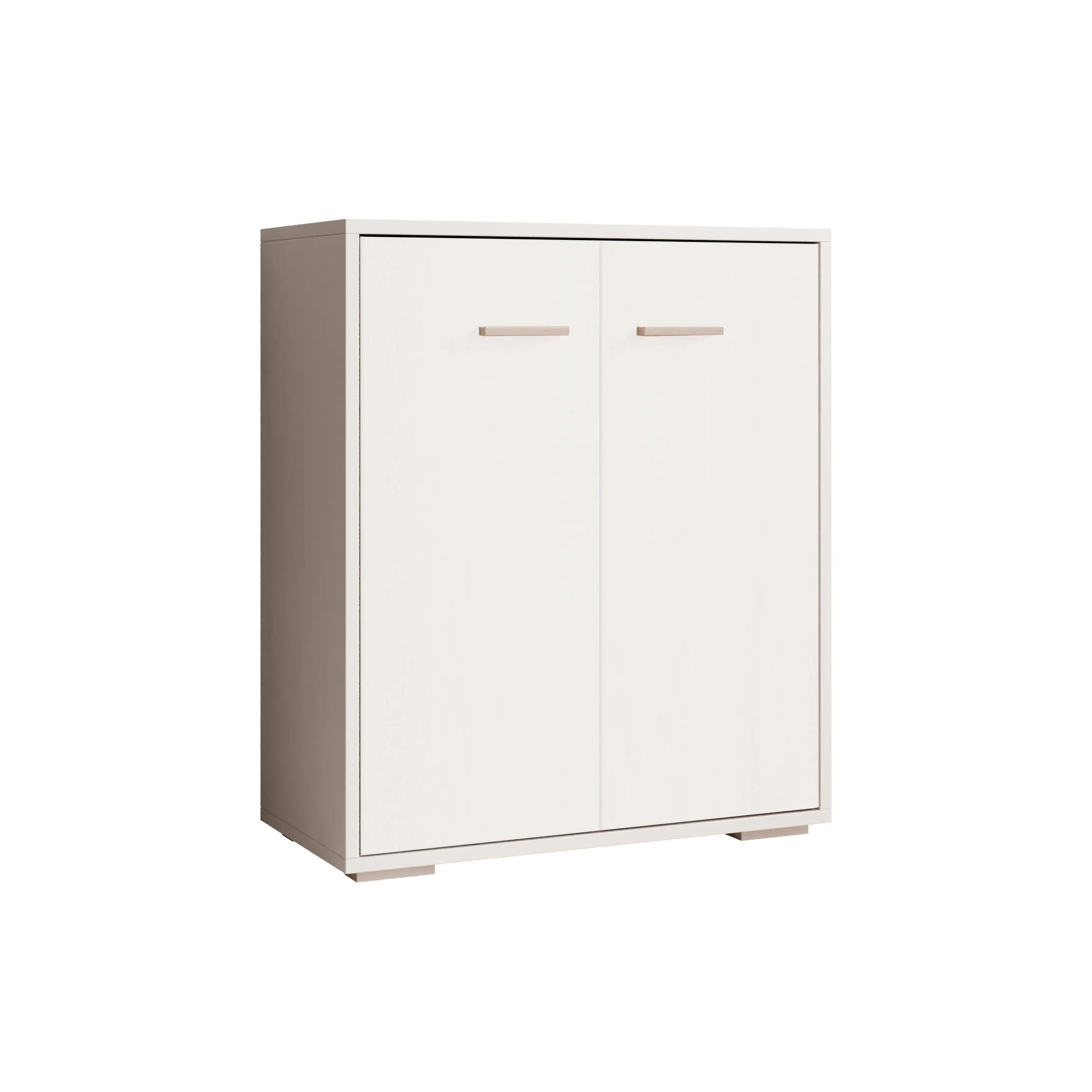 MB Muebles Bonitos - Aparador de salón, 60x71x30cm, Blanco y Sonoma Mate, 2 puertas, Tiradores metálicos, Modelo Lander