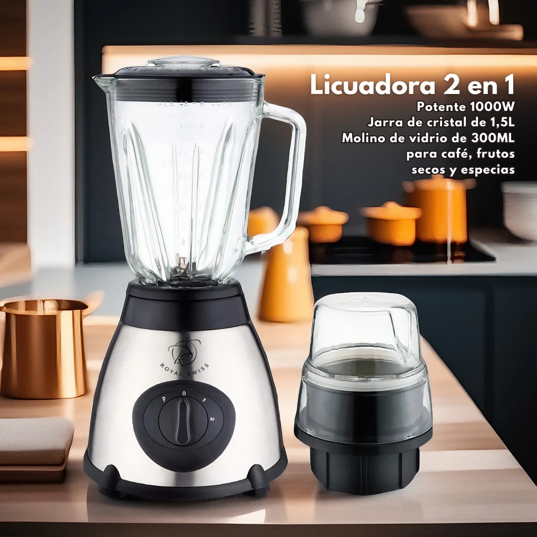 Blender and grinder with glass cup / maximum power 1000w/ royal swiss #5