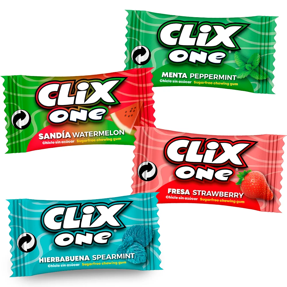 Clix one - assorted bag of gum - 300 units - irresistible flavors: strawberry, mint, watermelon and peppermint #2