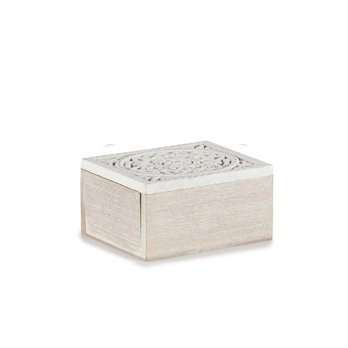 Factory Cuadros - Caja Decorativa Calada Madera Blanca - 11 X 16 X 8 Cm