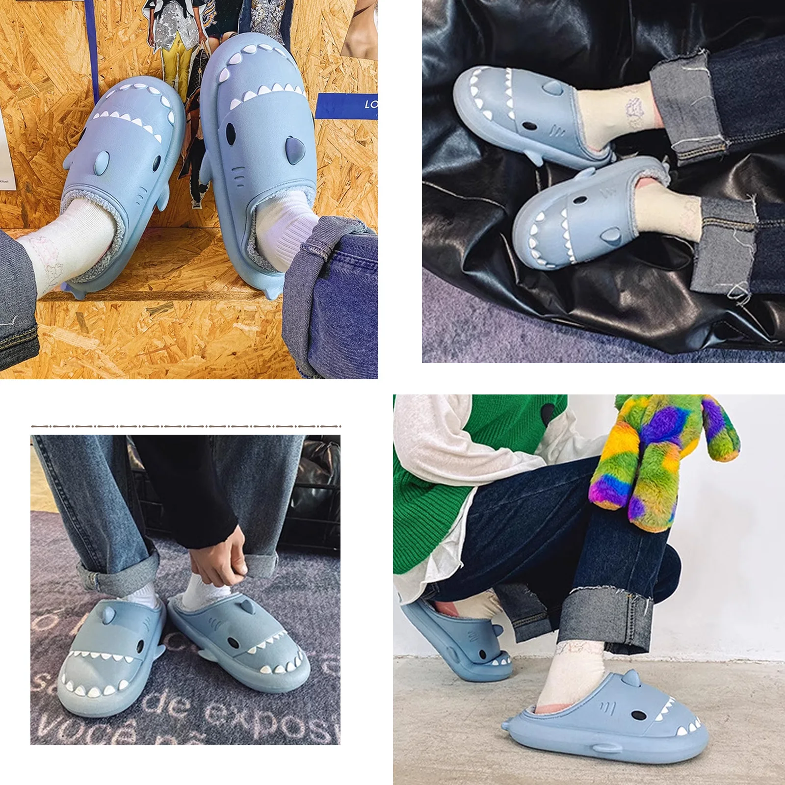 S7 star women's house slippers size 36-41, winter warm non-slip slippers, cotton house slippers, comfortable interior, fashionable animal shark design