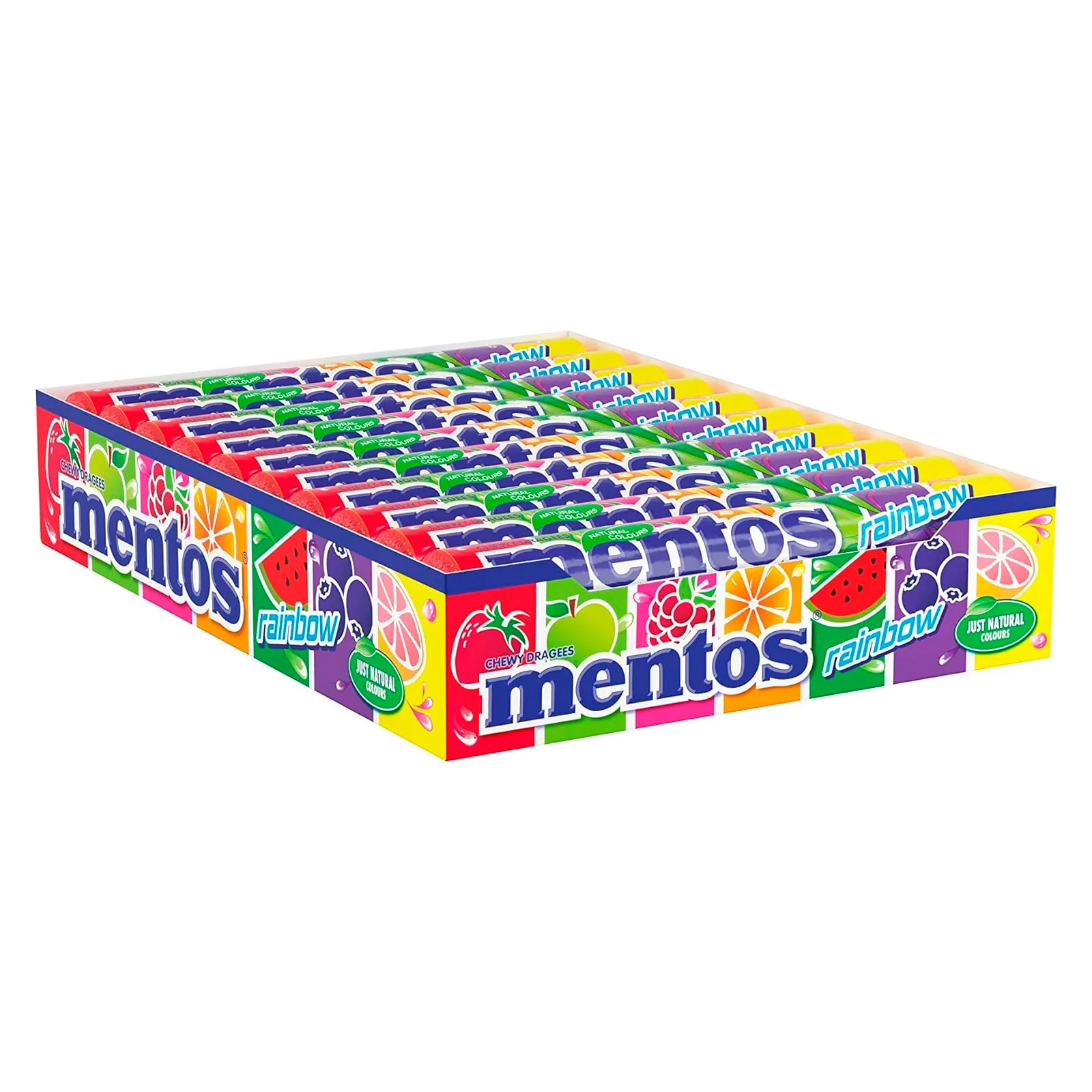 Deliex - Mentos Rainbow, Caramelo Masticable 20 unidades de 38 gr, caramelos redondos masticables de una crujiente capa exterior y un interior blando (1, Rainbow)