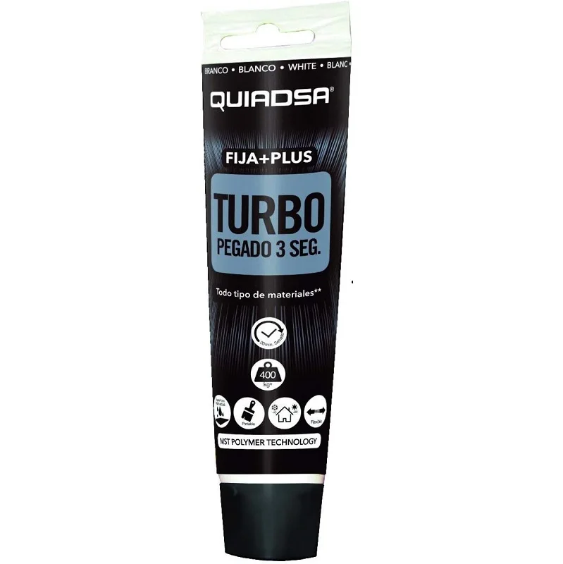 ADHESIVO TURBO QUIADSA BLANCO 150ml FIJA+PLUS 3seg. 400Kg/m2