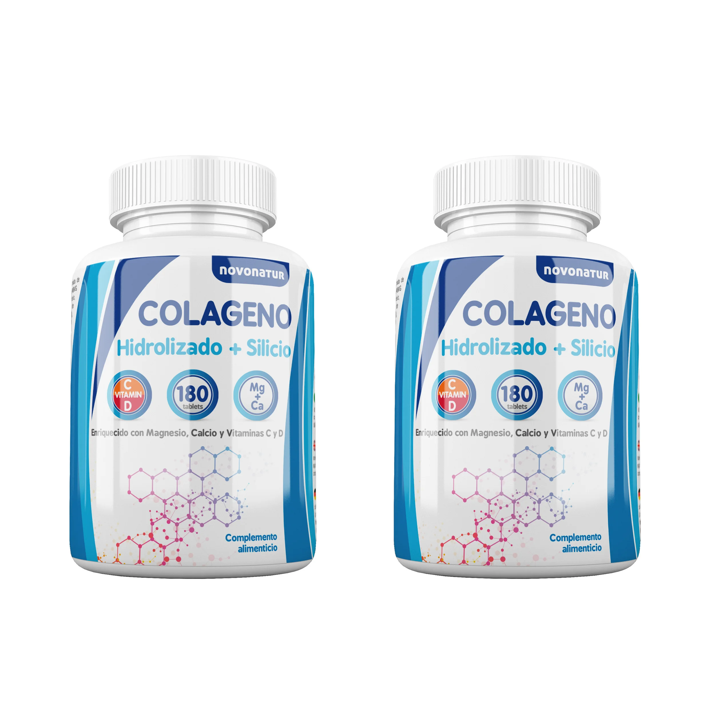 Novonatur collagen hydrolyzed + magnesium 180 tablets with calcium, vitamin C and D, silicon. Protects joints, skin, nails and hair.