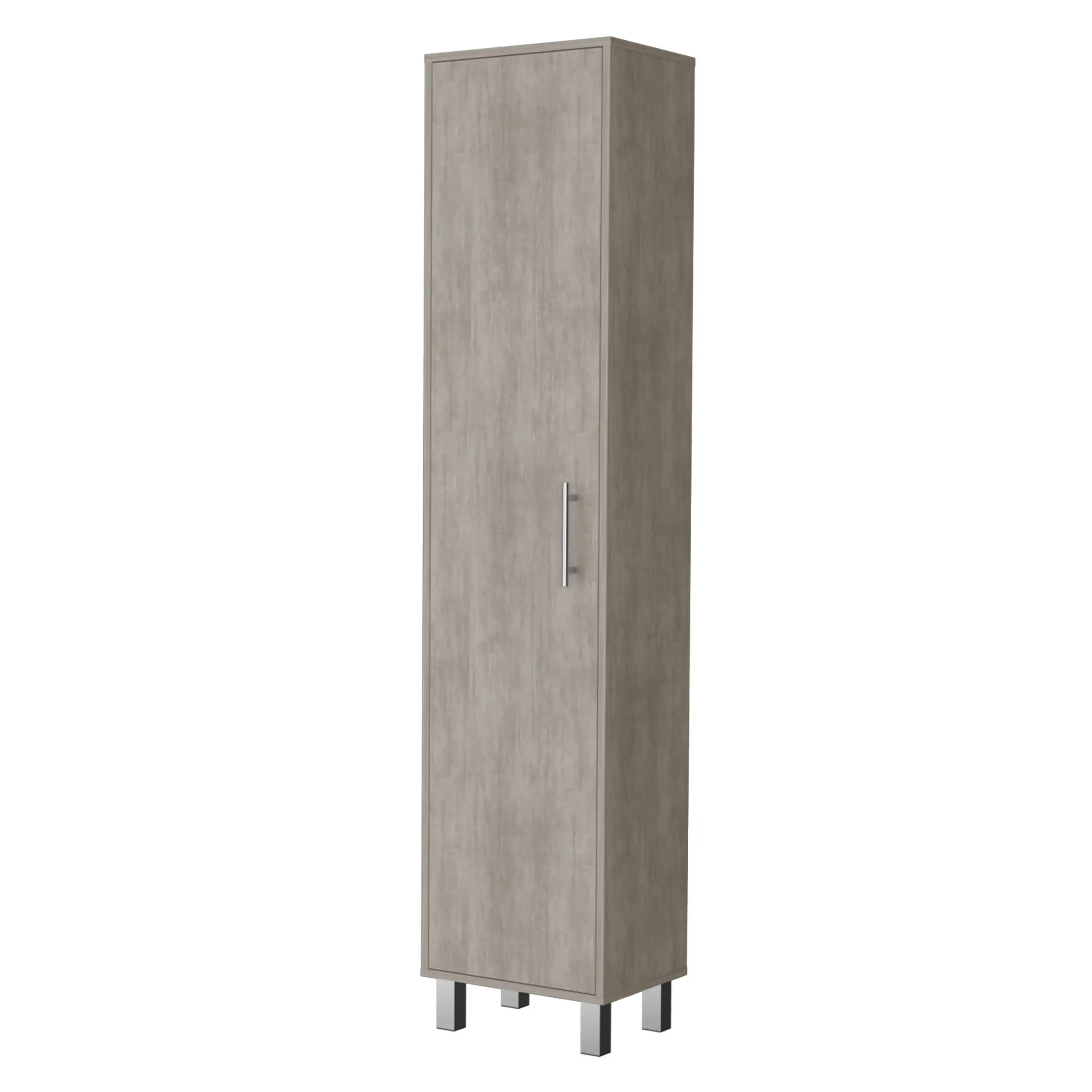 TUHOME Gabinete Alto de Almacenamiento Lawen, Una Puerta, 3 Ganchos para Escobas Gris Cemento  180cm (alto) x  40cm (ancho) x 29,1cm (profundidad).