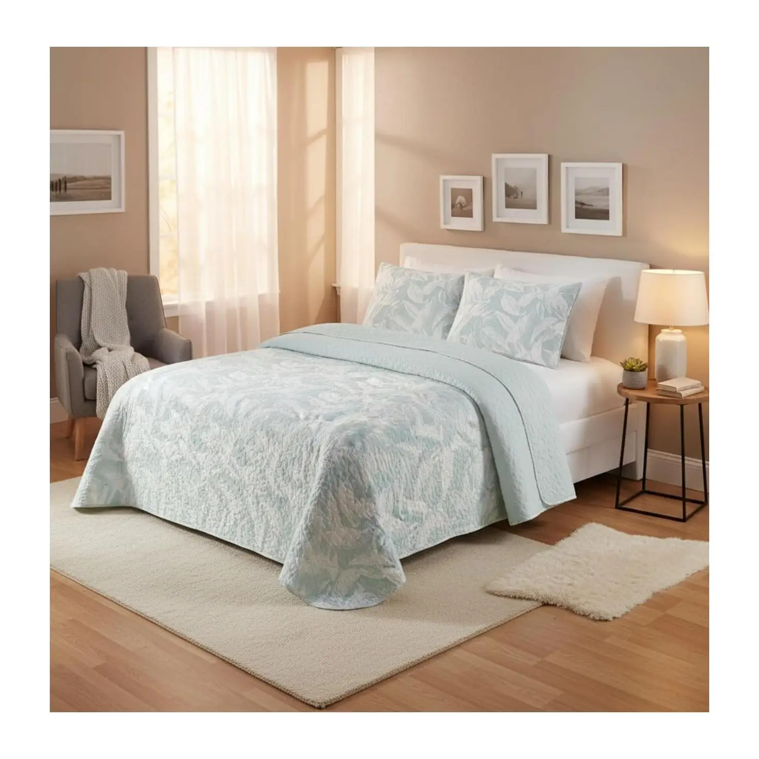 Colcha boutí +  fundas de almohadas , Estampada para Primavera, Verano, otoño e Invierno. 100% Microfibra Cama 090 /105/135/ 150 /180