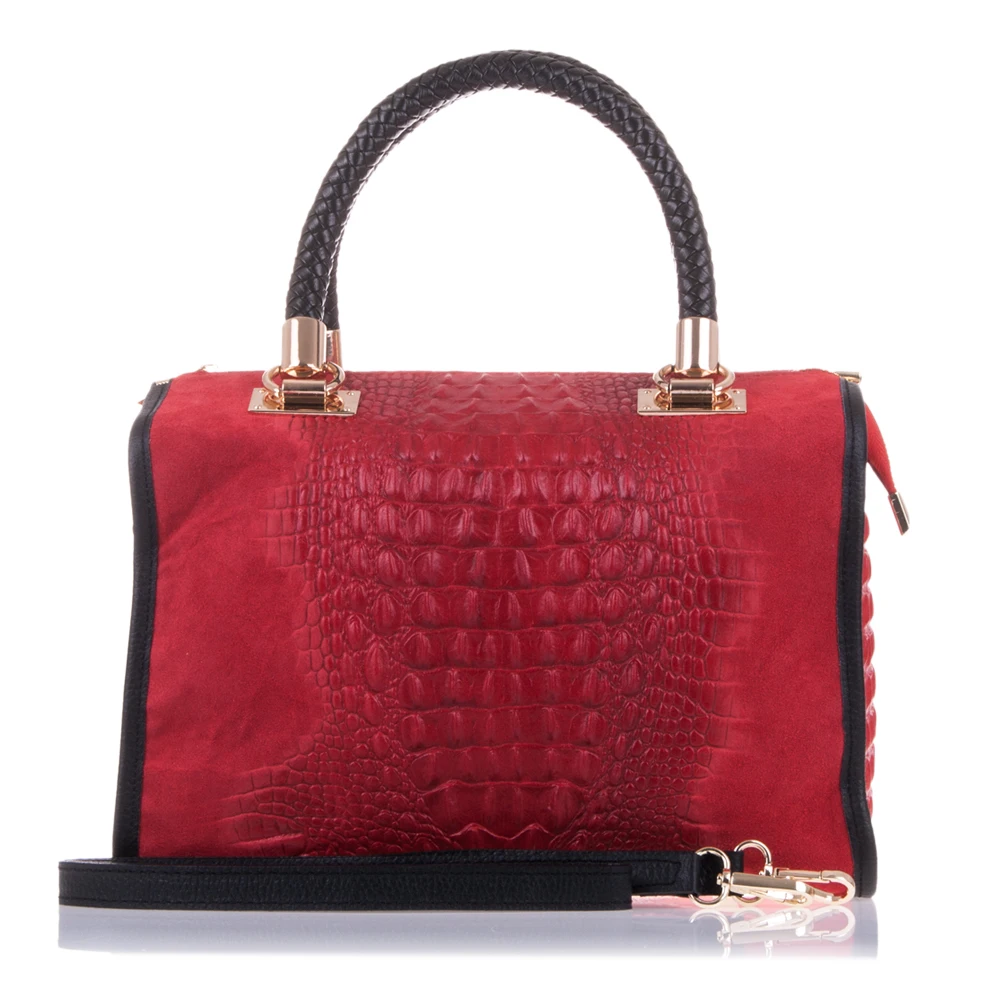 Firenze Artegiani. Anacapri Women's tote Bag Genuine Leather Crocodile Engraved Suede Made in Italy. Vera Pelle Italian.