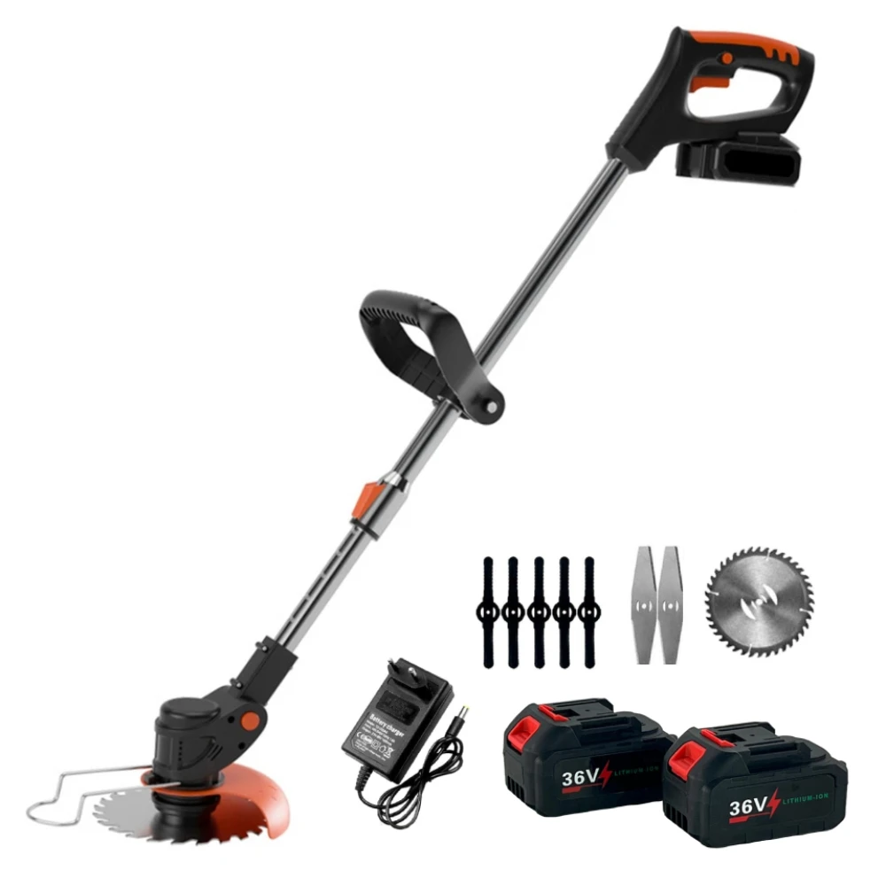 Cortacésped Linea Hd  a baterías de 36V , telescópico ajustable, 2 baterías 2600mAh, 4000W, 8 discos, desbrozadora eléctrica
