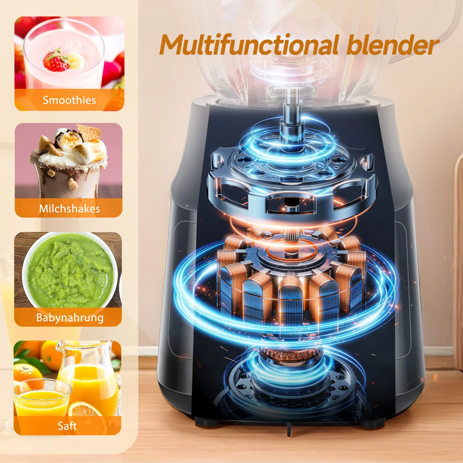 خلاط بهلوان ايجوستار، سعة 1.5 لتر، 600 وات، سحق الثلج. خلاط مع 4 شفرات بطبقة تيتانيوم وسرعتين + وظيفة توربو وautoClean. خالية من مادة BPA. #4