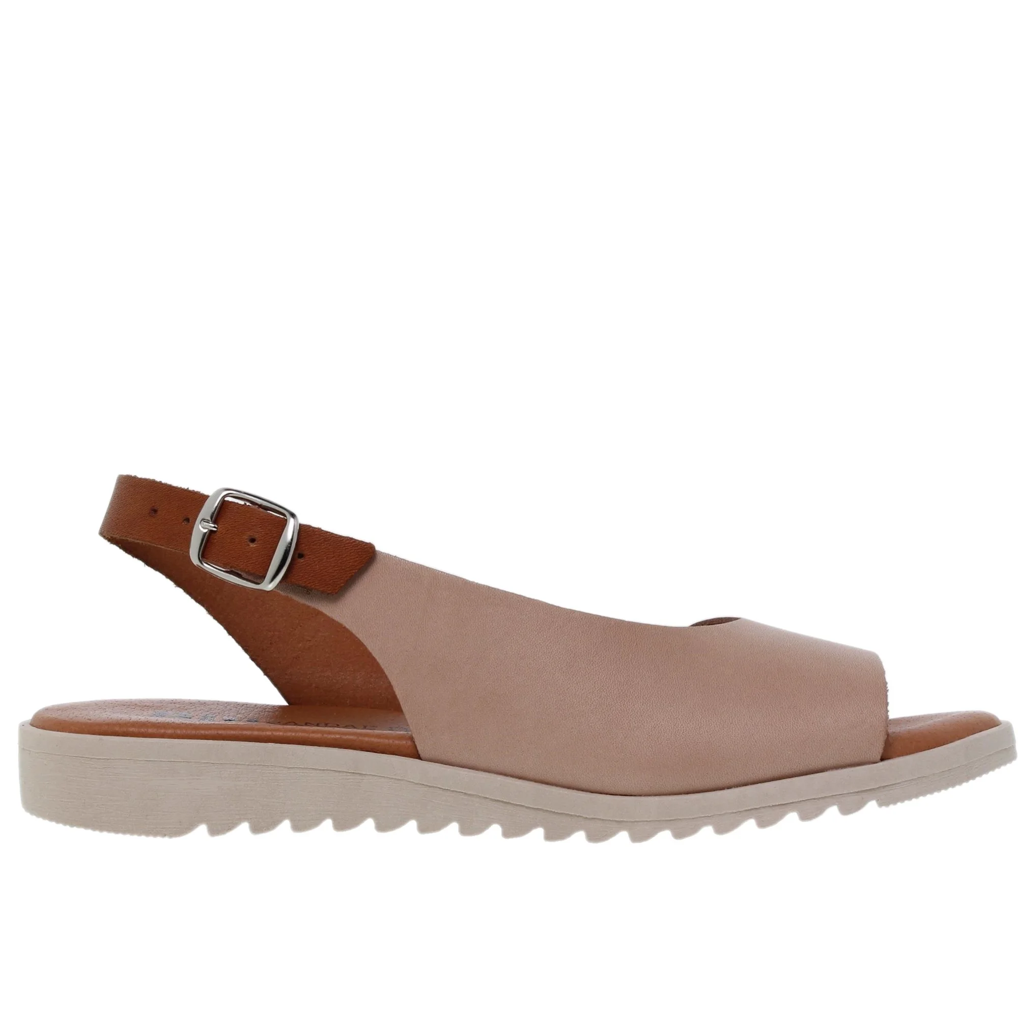 Sandalia plana mujer piel beig - Blusandal 1115BLU - Fabricadas en España