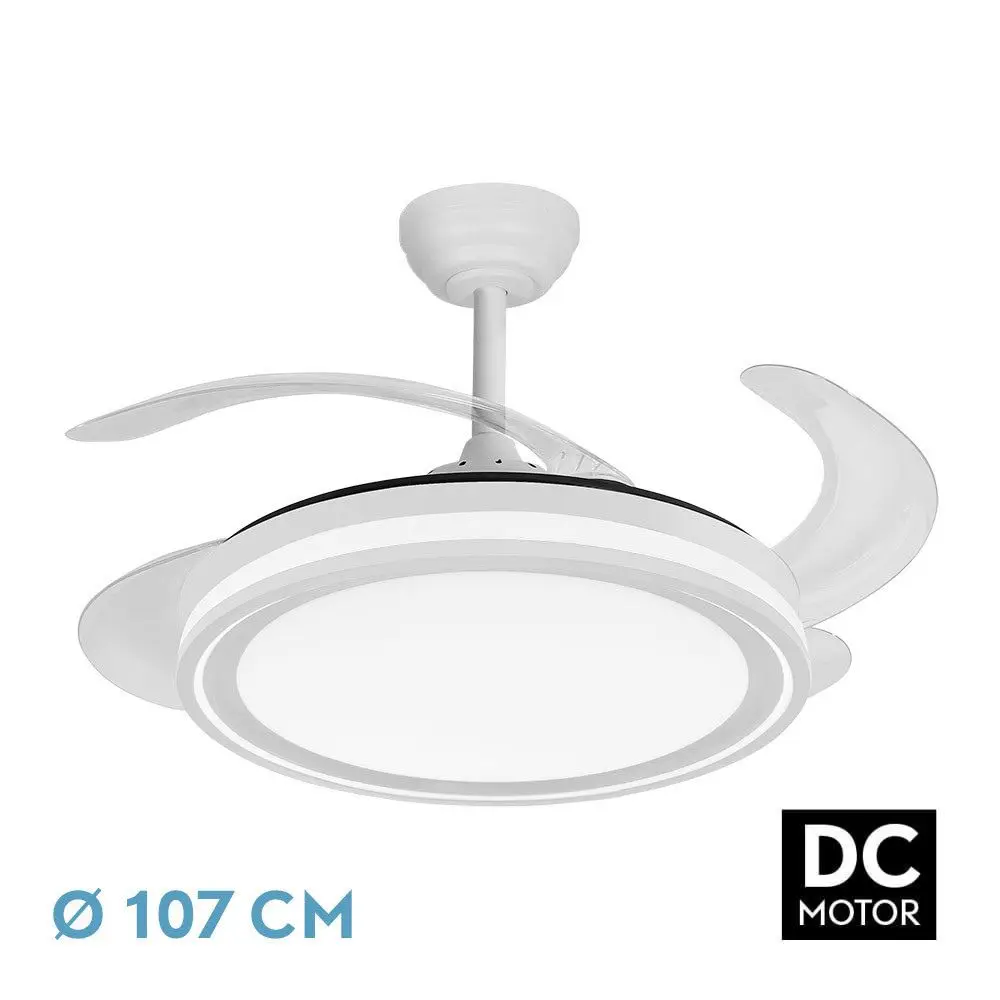 Ventilador Dc Bandido 59w silencioso Blanco 4aspas 107d 5900lm 3500-4000-6500k Remoto Y Temporizador | Ventilador de techo