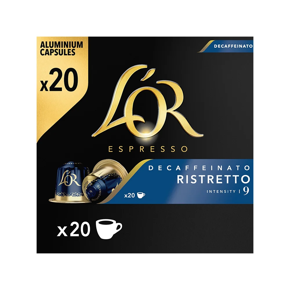 L'OR ESPRESSO Café descafeinado Ristretto intensidad 40 cápsulas compatibles con máquinas Nespresso