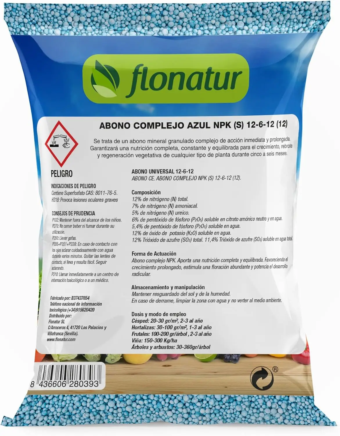 Flonatur plant manure blue granulated fertilizer green plant tomato orchid fertilizer NPK 12-6-12 Universal blue fertilizer for mixing with soil for plants