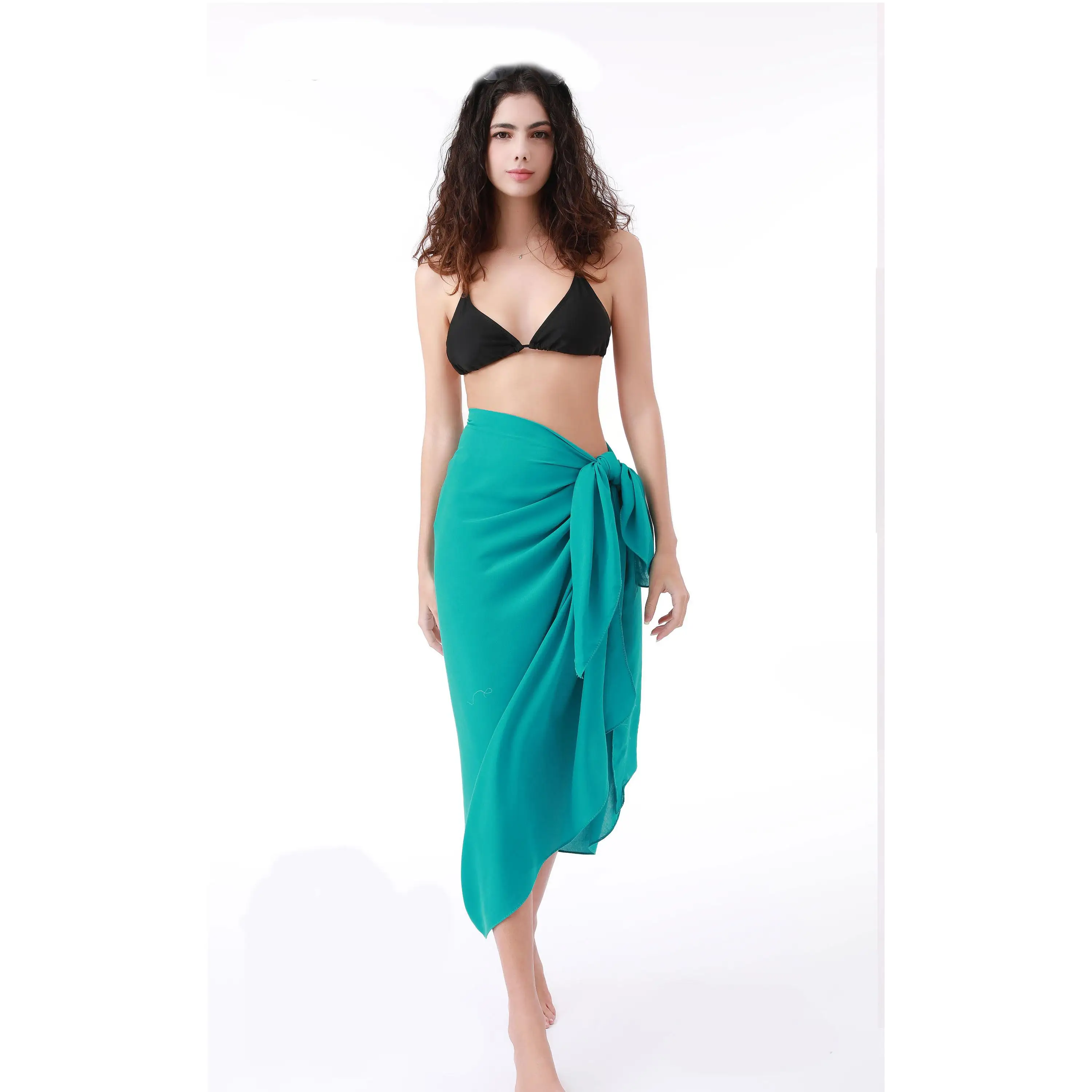 J.S ONDO PAREO LISAS Playa para Mujer Traje de Baño Chal de Gasa Vestido Envolvente Falda Pareo Bikini Cubierta Sarong para Playa Piscina Vacaciones