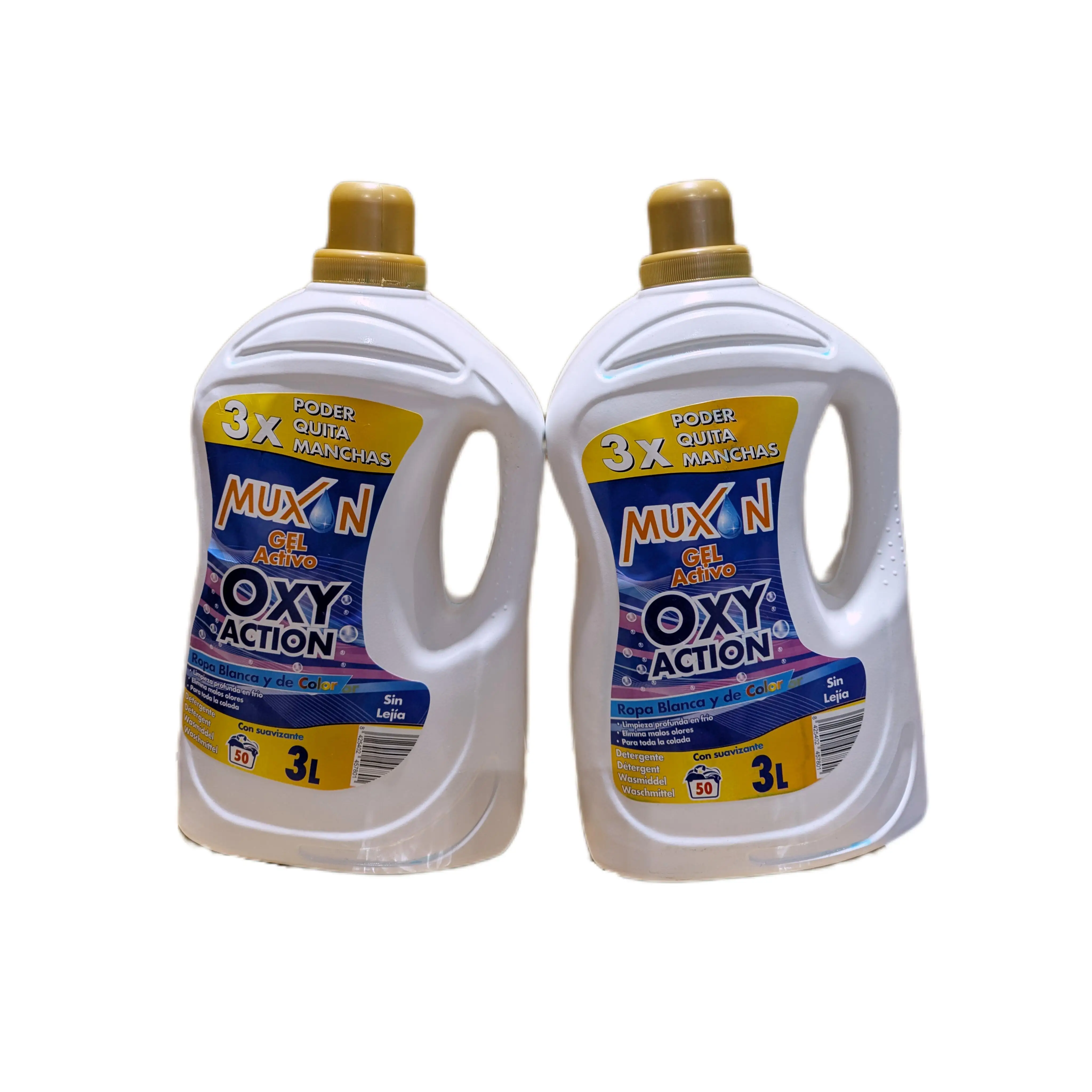 DETERGENTE GEL ACTIVO  OXY ACTION CON SUAVIZANTE, LIMPIEZA IMPECABLE   3L. PACK DE 2 UNIDADES.
