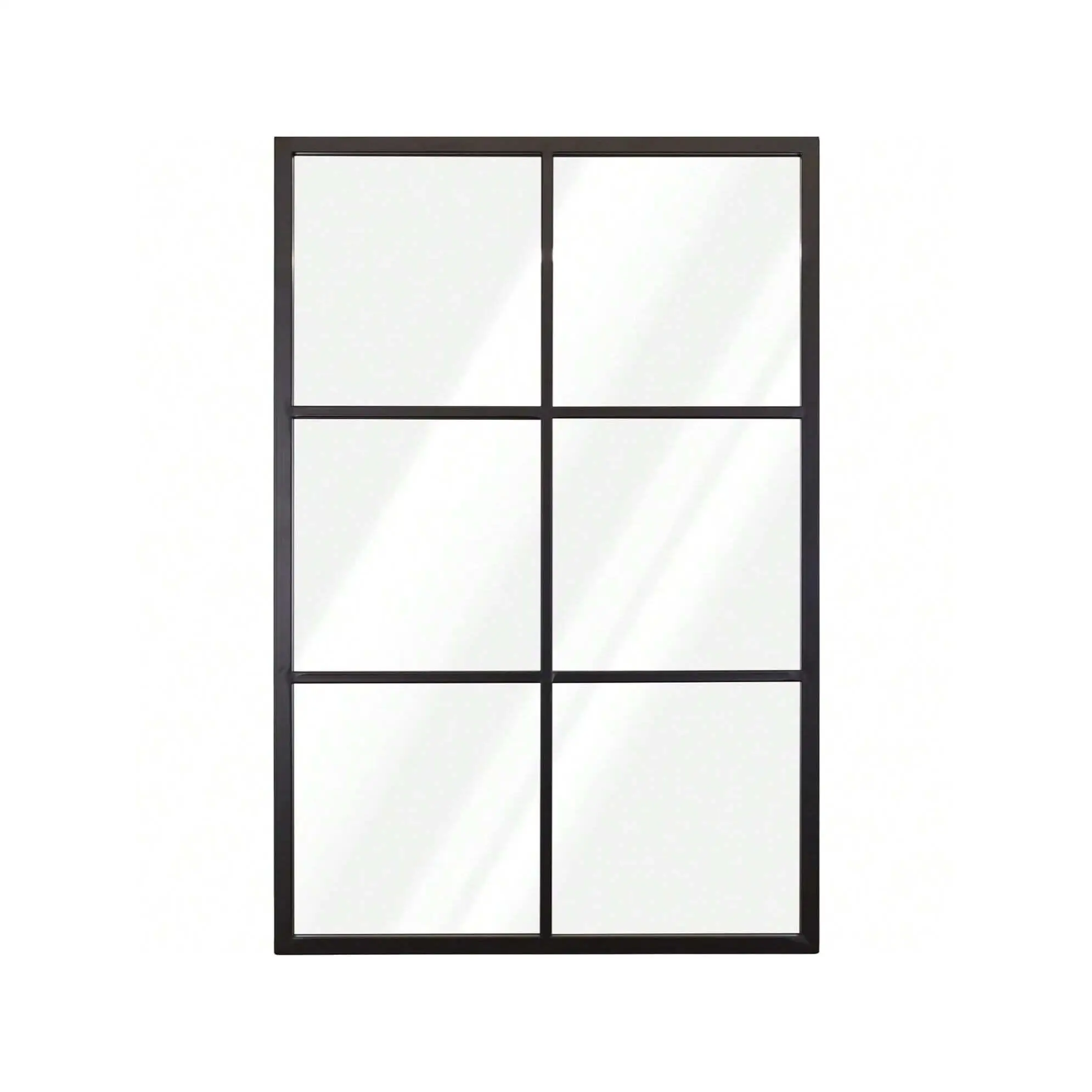 STARLEY-Espejo rectangular de pared con 6 ventanas, espejo decorativo de metal negro, se cuelga vertical u horizontalmente, 47 x 70 CM