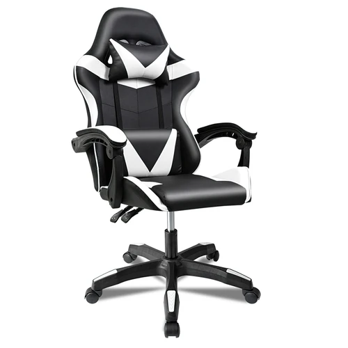 T-LoVendo Silla Gaming Ergonómica Escritorio para Videojuego, Ordenador, Oficina, Estudio. Cojín Lumbar y Cervical. Regulable en Altura y reclinable.