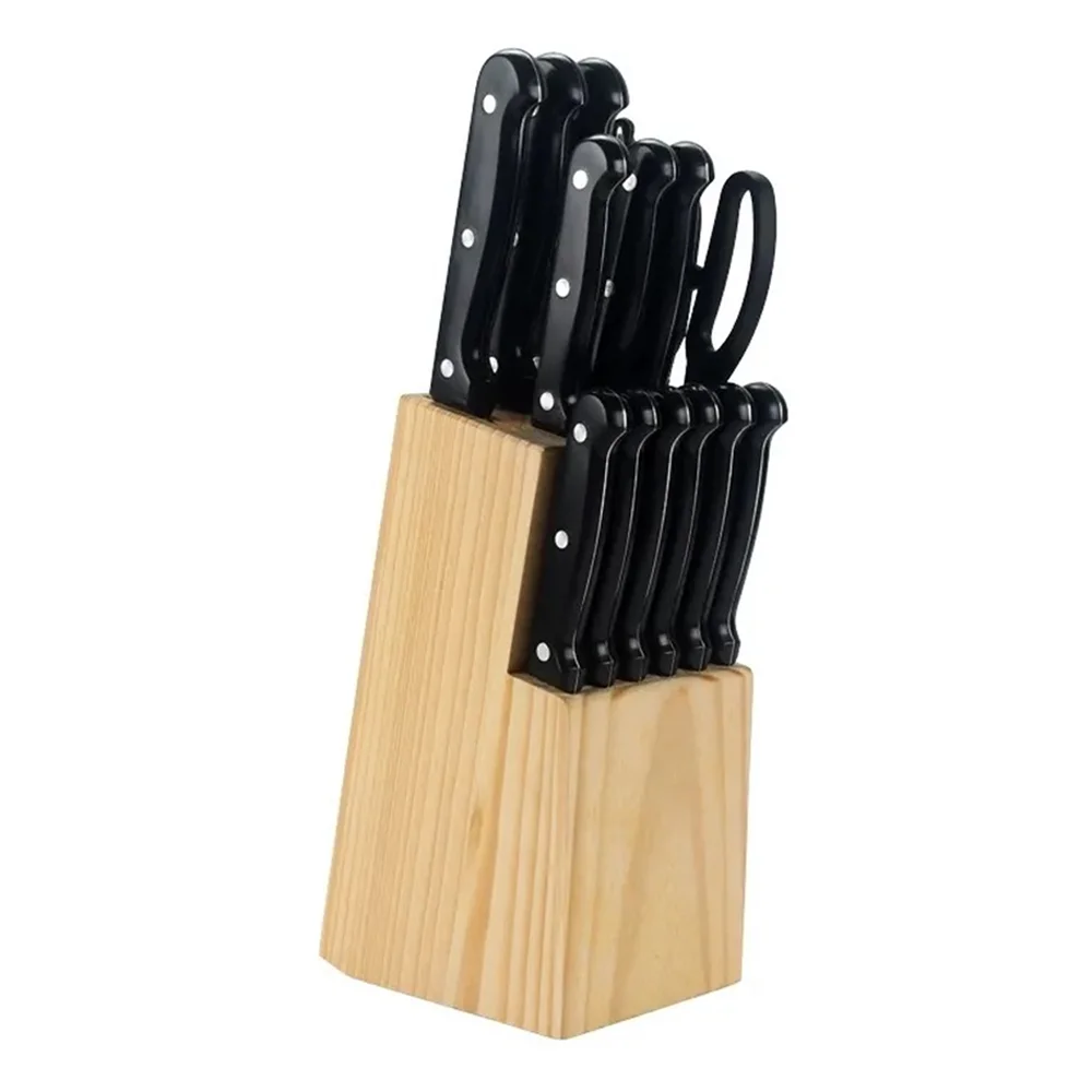 MIravia Basics Juego de Cuchillos de Cocina y Soporte (15 Piezas), Negro