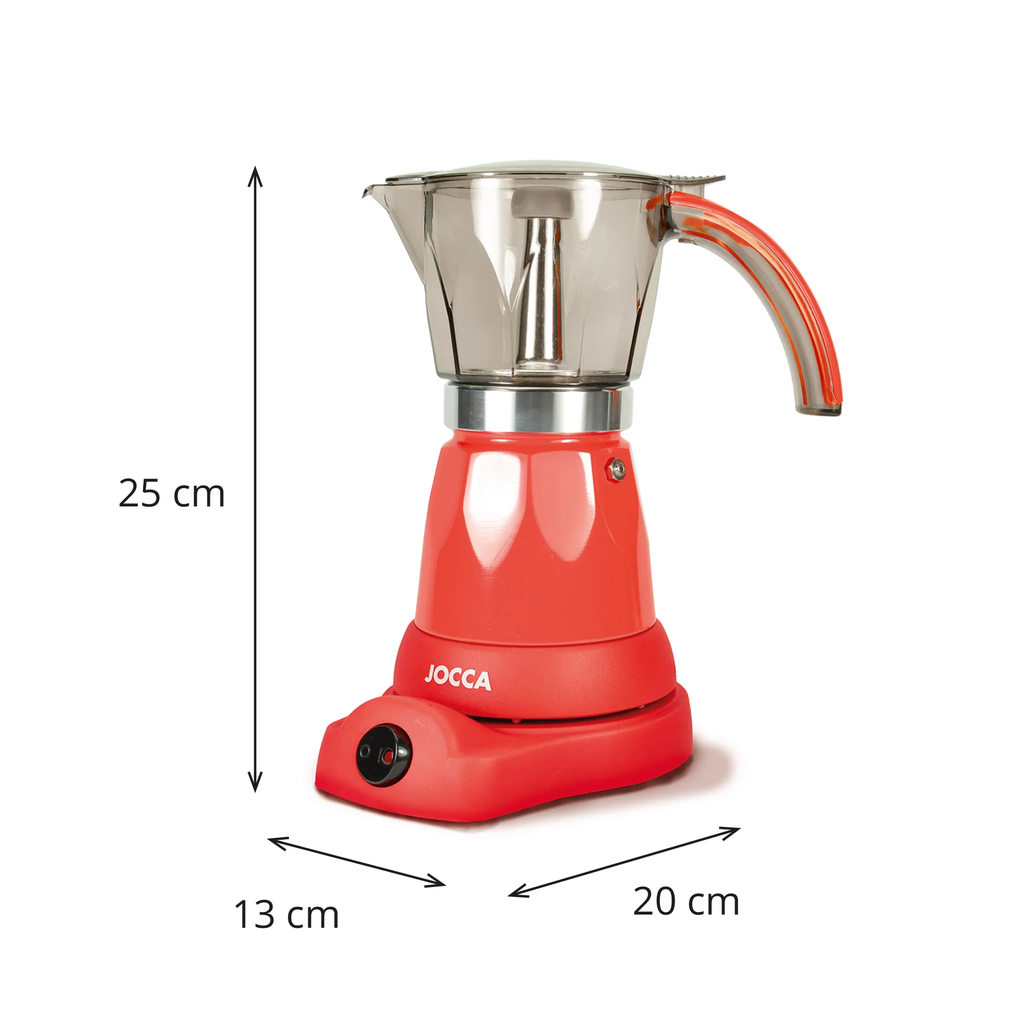 Cafetera italiana Jocca con base eléctrica que permite girar la cafetera 360º, sistema que mantiene el café siempre caliente con protección contra