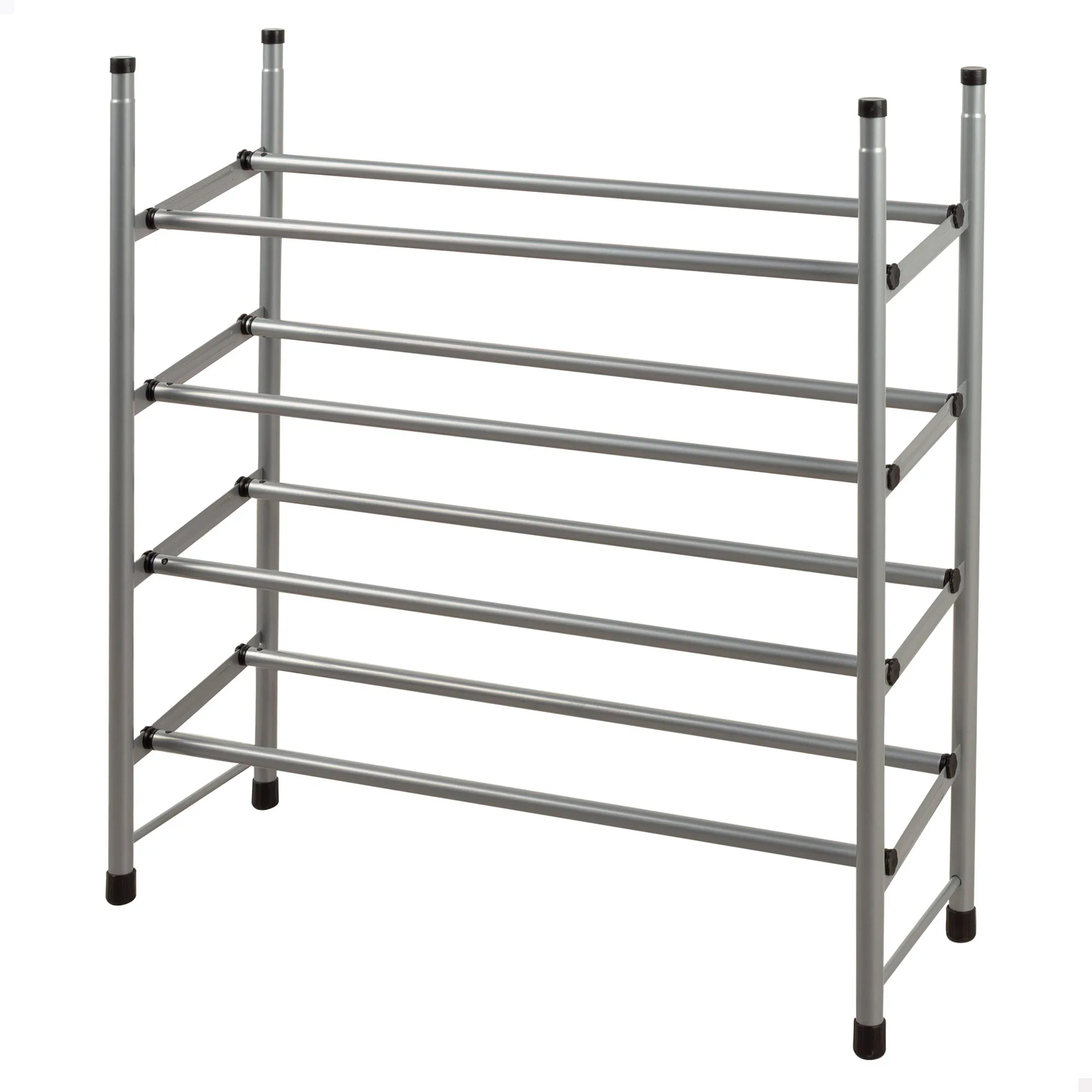 Max Home - Zapatero metálico, barras extraíbles, 62-112x22x67 cm, 4 niveles, entrada, recibidor, plástico y acero, máximo 16 kg, estilo industrial abierto, estantería para zapatos, organización de