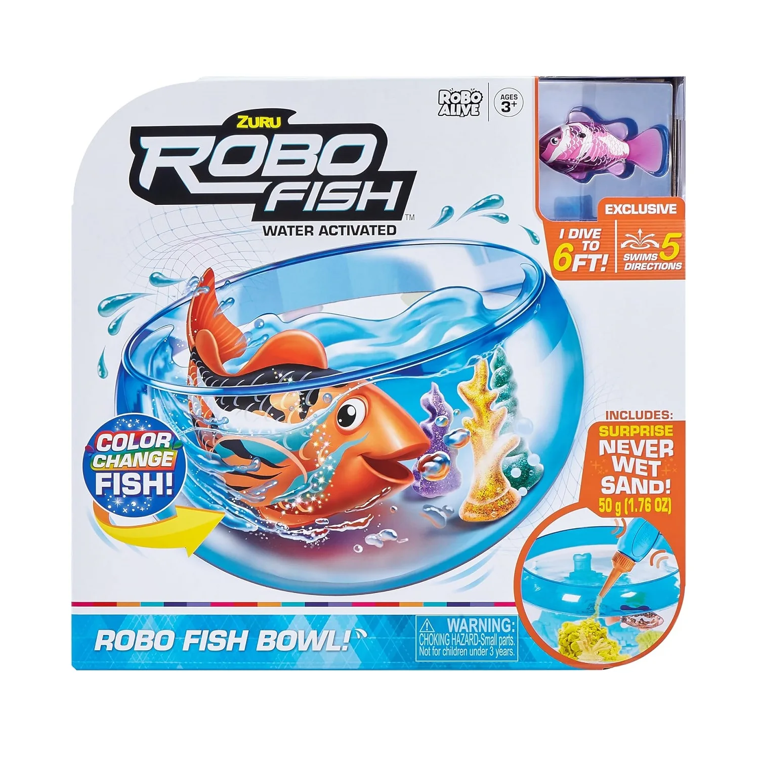 ROBO ALIVE- Robo Fish pecera Juguete robótico para Mascotas, Juego de Peces, Color (ZURU 7126), a partir de 3 años.